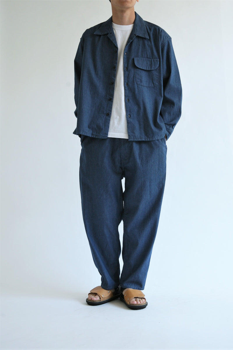 AN109,109-W1 / DENIM TUCK OPEN COLLAR SHIRT