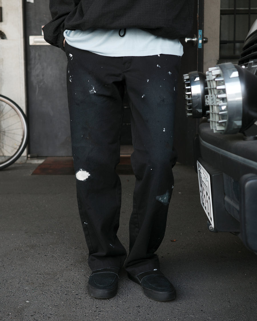 ANACHRONORM × Dickies フェイデッド 874 ワークパンツ ブラック | TCツイル ハードストーンウォッシュ リペアリメイク エイジング加工 日本製