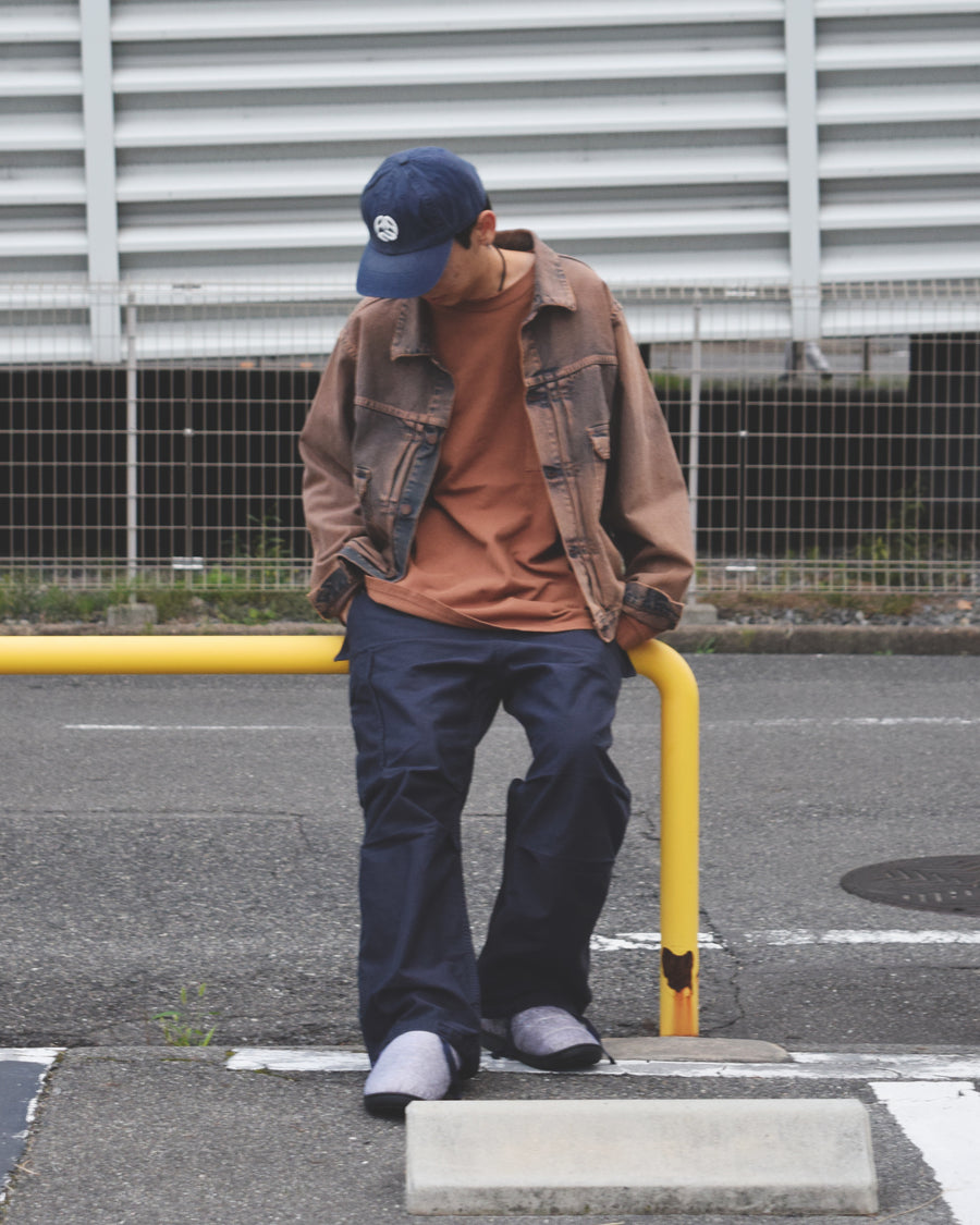 ANACHRONORM バックサテン ミリタリーフラップパンツ ネイビー | ムラ糸バックサテン バイオウォッシュ フラップポケット カーゴポケット ドローコード 日本製