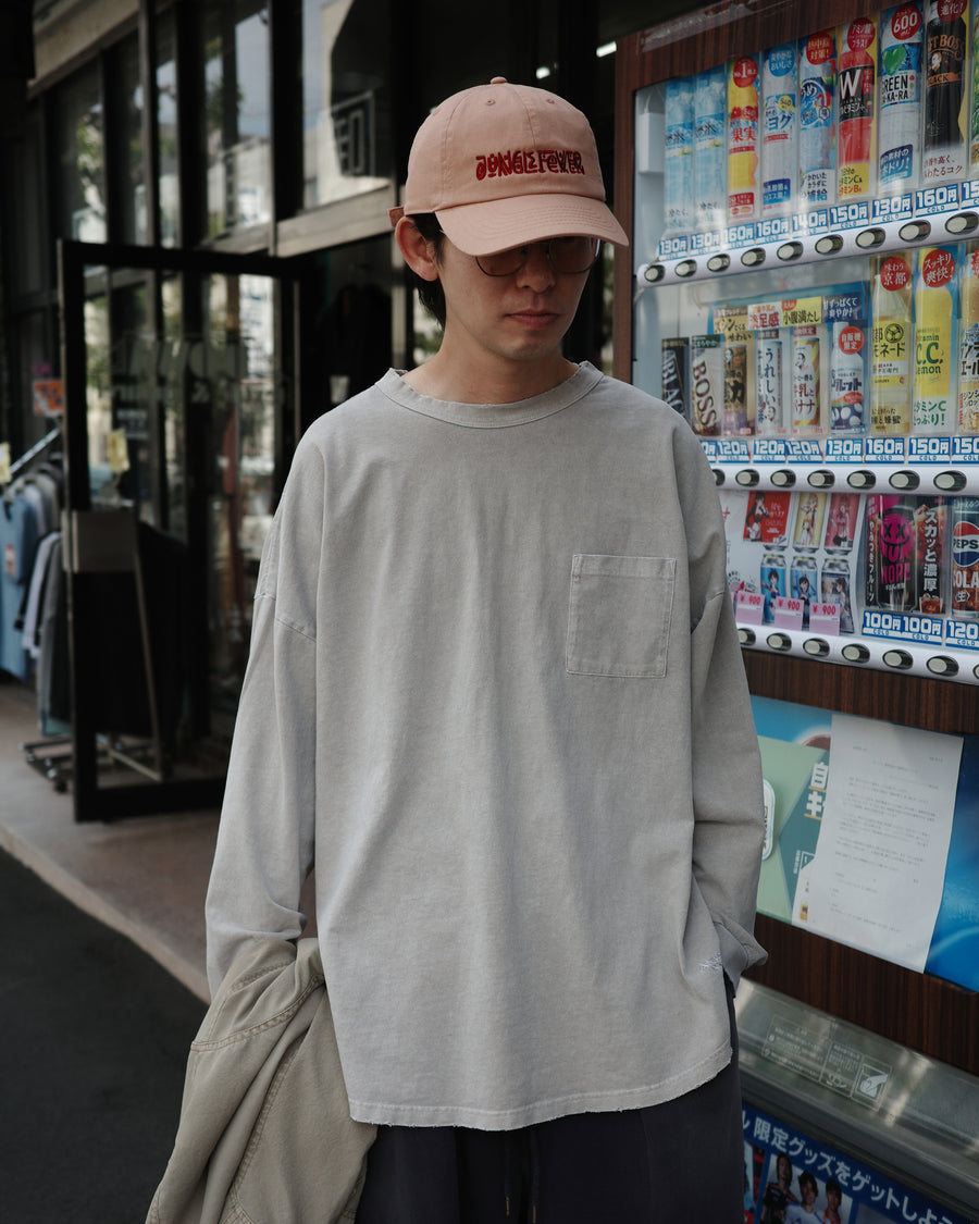 ANACHRONORM ピグメントダイ ポケット ロングスリーブTシャツ ベージュ | コットン天竺 特殊顔料染め オリジナルカラー ローゲージ