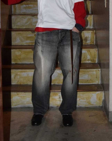 FRONT YORK WASHED DENIM PANTS BLACK (AGING)
