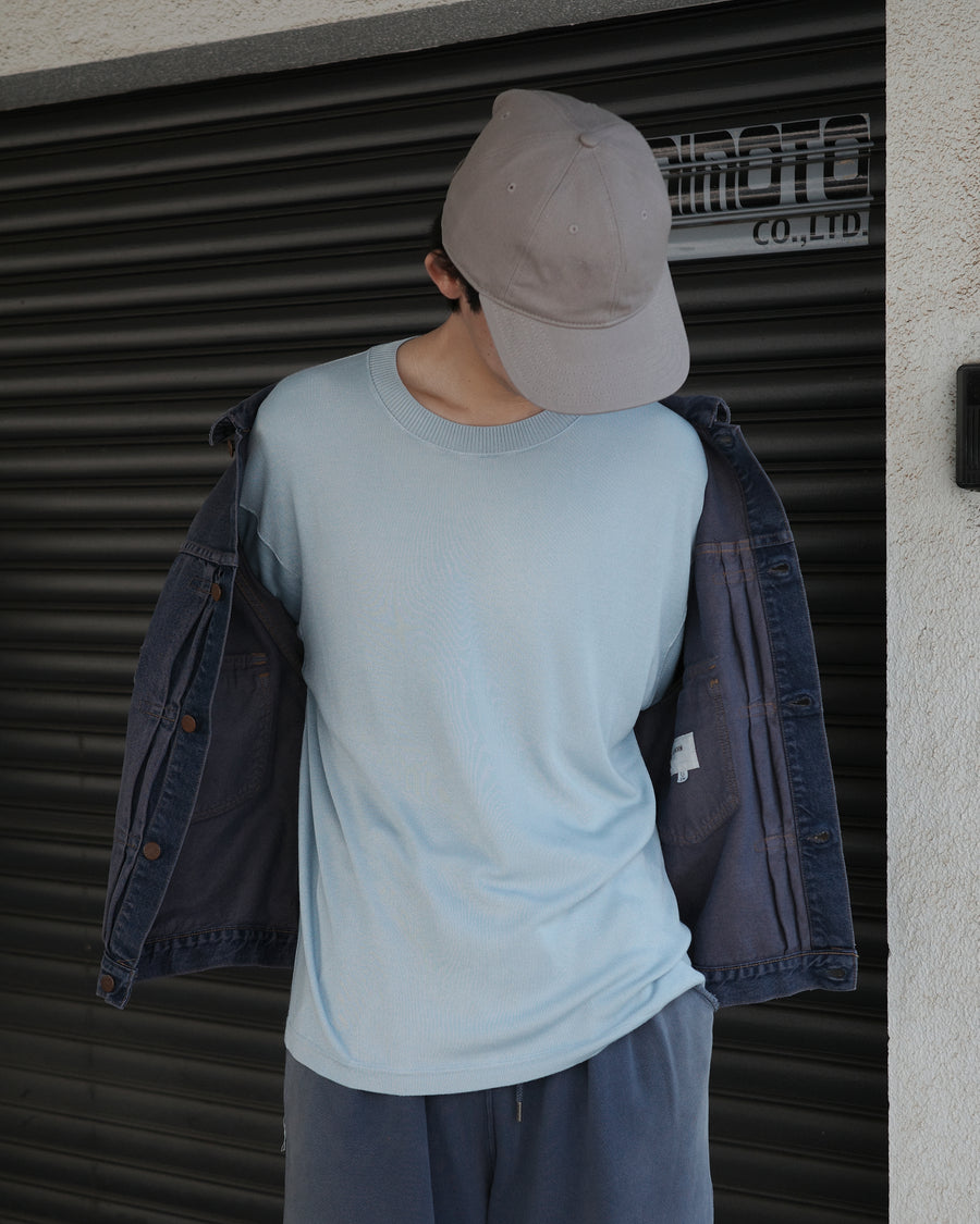 ANACHRONORM プレーンニット 半袖Tシャツ サックス | バンブー繊維 吸水速乾 接触冷感 ドレープ 