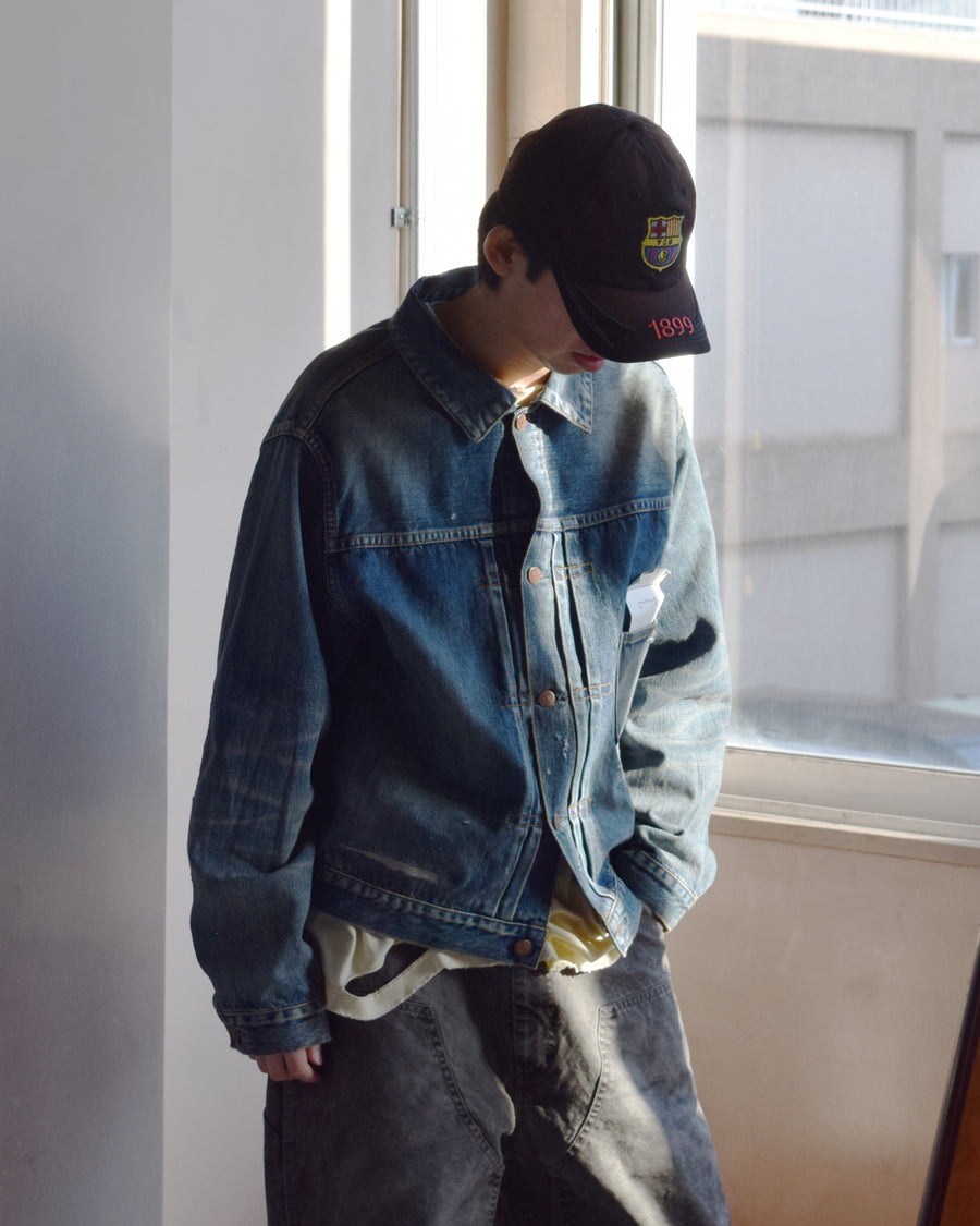 ANACHRONORM フロントタック デニム リメイクジャケット インディゴ 26リメイク | 12.5oz セルビッチデニム 中濃色エイジング リペアリメイク 汚し加工 日本製