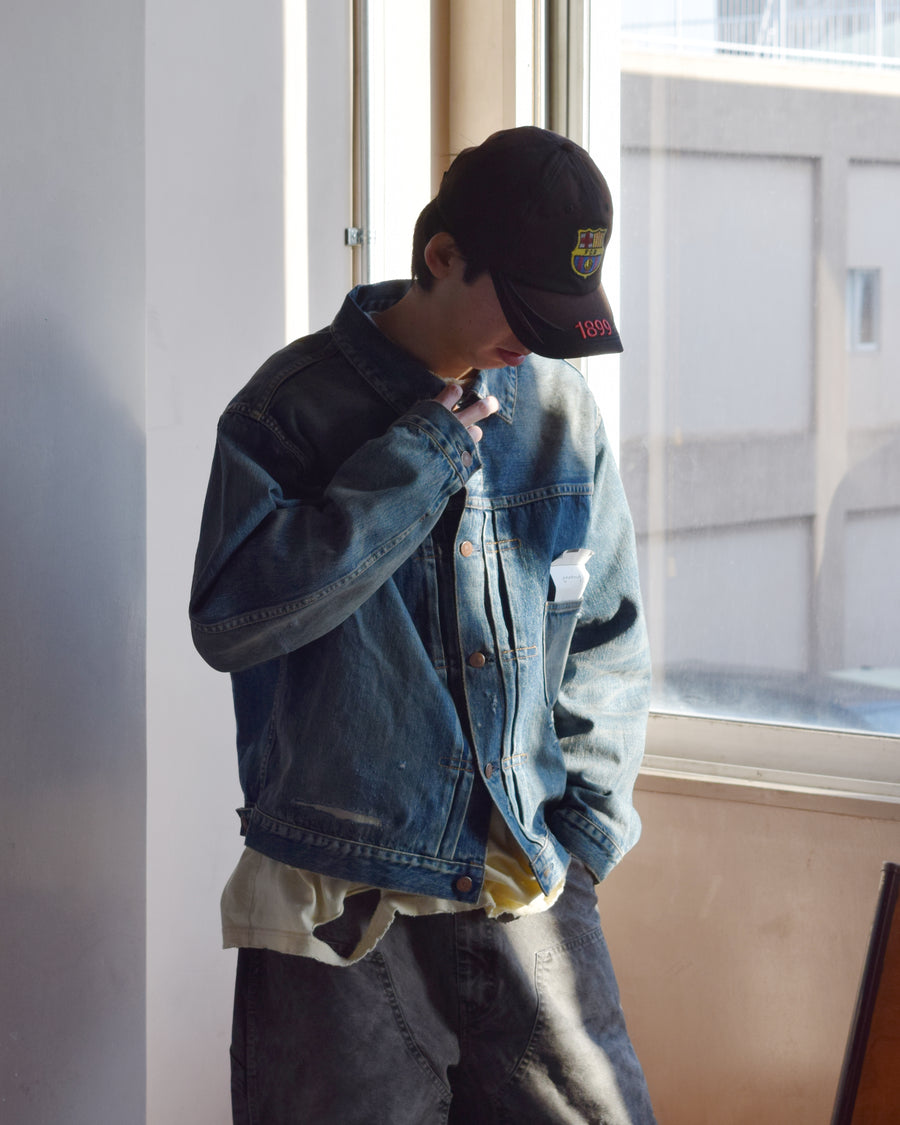 ANACHRONORM フロントタック デニム リメイクジャケット インディゴ 26リメイク | 12.5oz セルビッチデニム 中濃色エイジング リペアリメイク 汚し加工 日本製