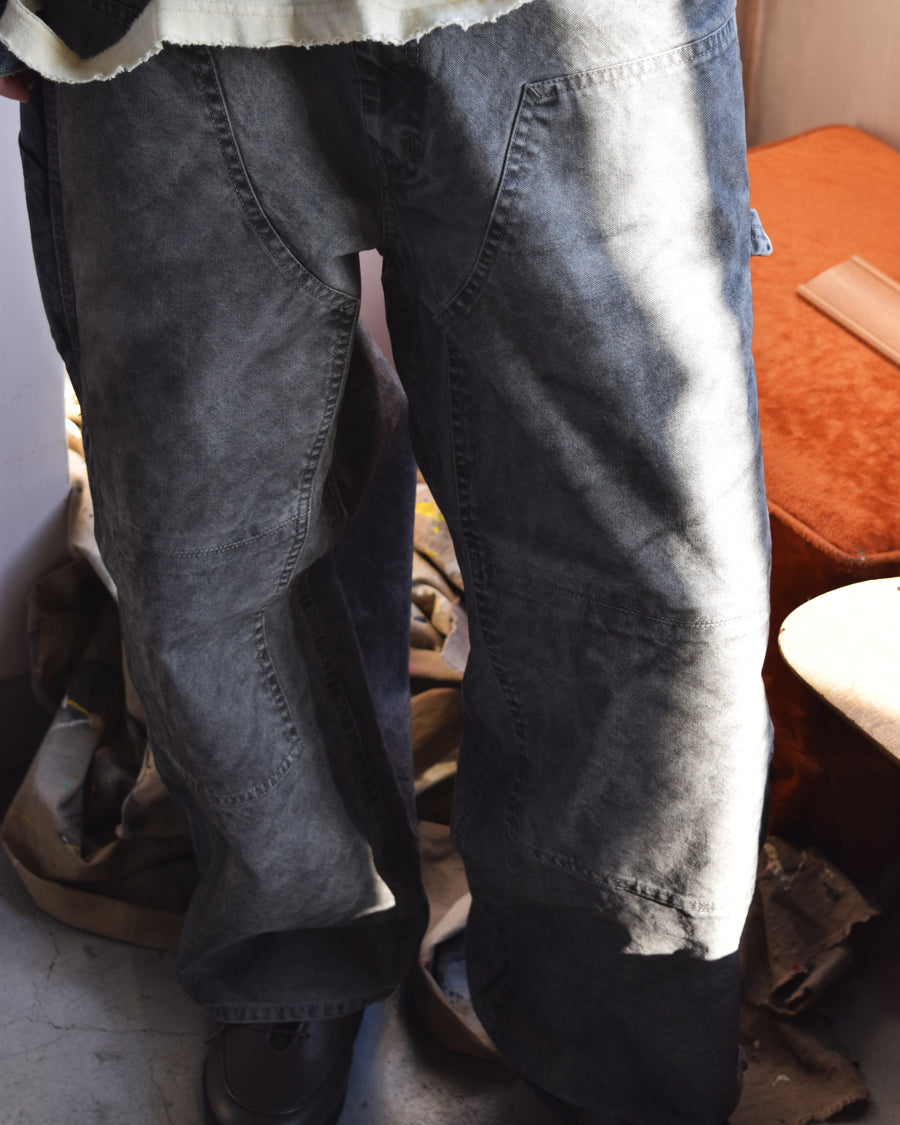 ANACHRONORM ピグメントダイ ダック ペインターパンツ ブラック | 8号帆布 特殊顔料染め ムラ感 エイジング ワイドシルエット