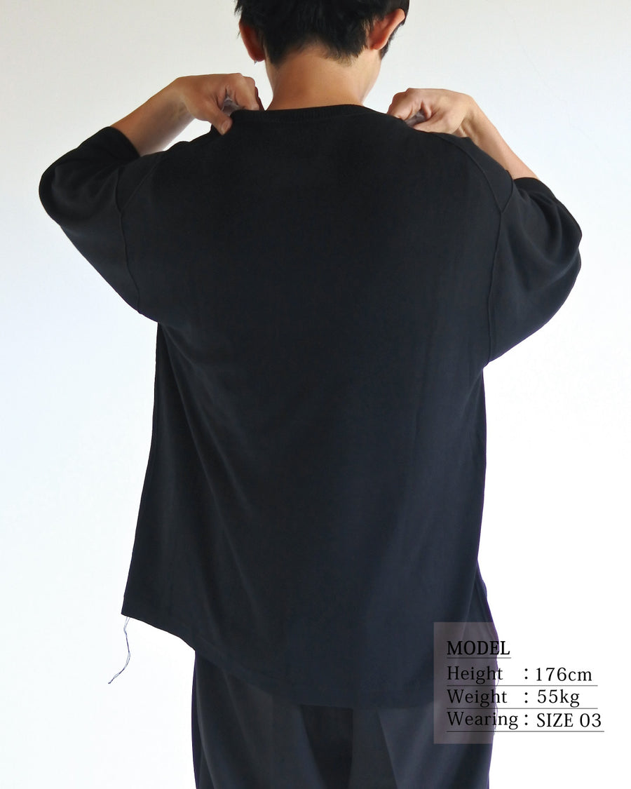 ANACHRONORM プレーンニット 半袖Tシャツ ブラック | バンブー繊維 吸水速乾 接触冷感 ドレープ