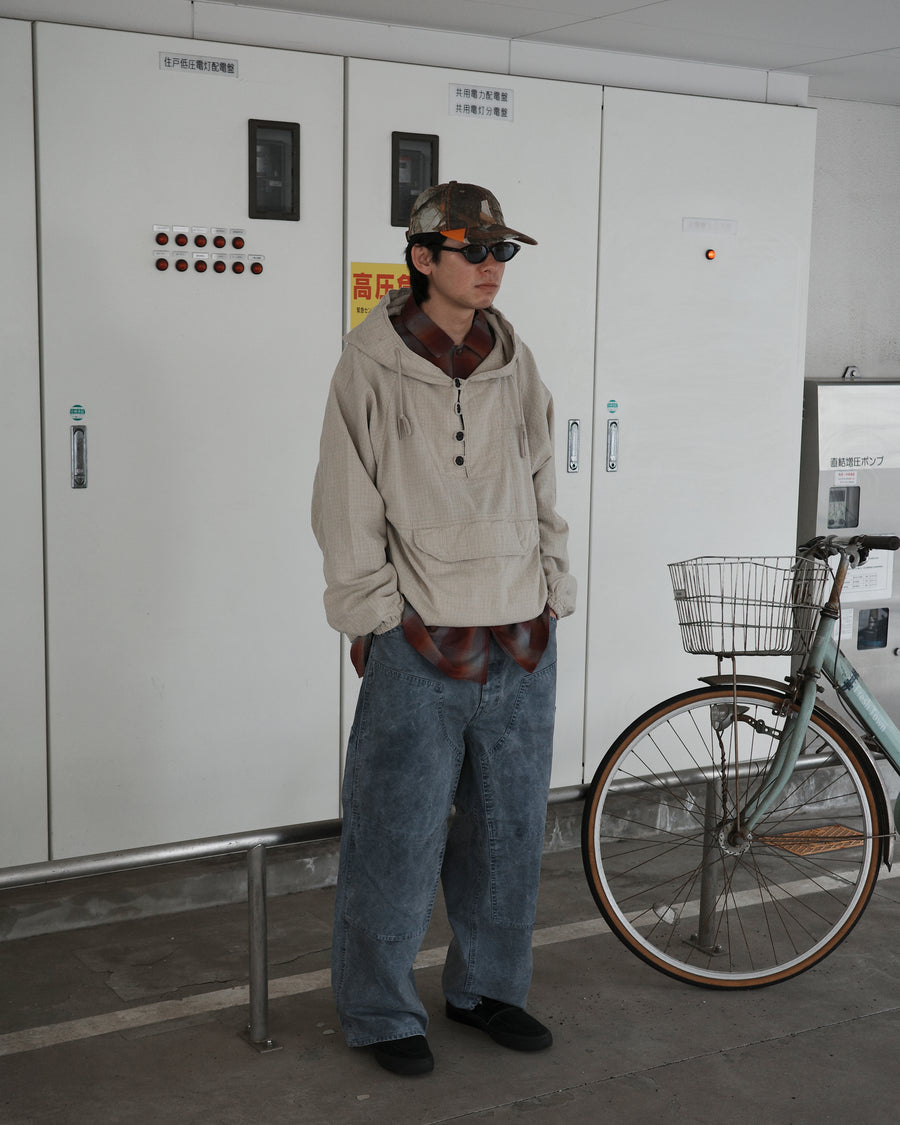 ANACHRONORM ピグメントダイ ダック ペインターパンツ ブルー | 8号帆布 特殊顔料染め ムラ感 エイジング ワイドシルエット