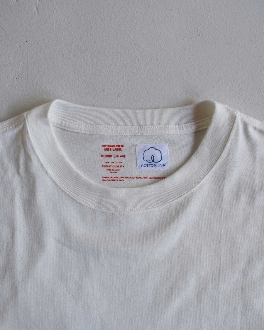 ANACHRONORM ANSE サイドベンツ ショートスリーブTシャツ ホワイト | 18/1 COTTON USA認証 米綿 ANACHRONORMオリジナルファブリック リジット サステナブル