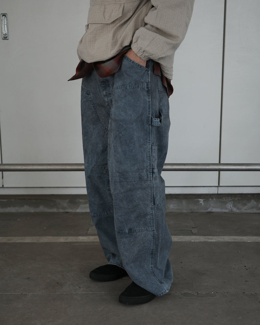 ANACHRONORM ピグメントダイ ダック ペインターパンツ ブルー | 8号帆布 特殊顔料染め ムラ感 エイジング ワイドシルエット