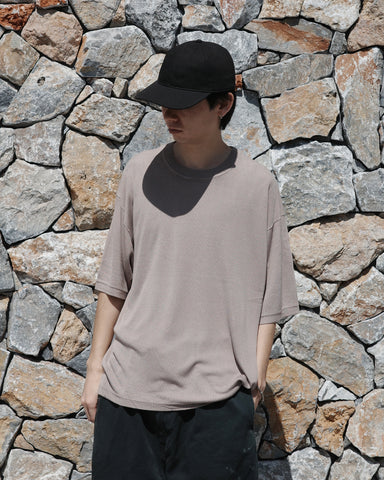 ANACHRONORM プレーンニット 半袖Tシャツ ライトベージュ | バンブー繊維 吸水速乾 接触冷感 ドレープ