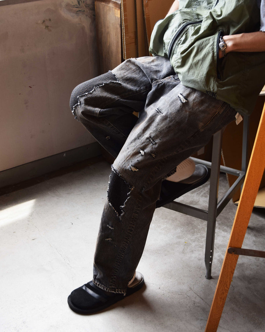 ANACHRONORM レギュラーテーパード リメイク 5ポケット ブラックデニムパンツ black denim remake 5 pocket jeans styling