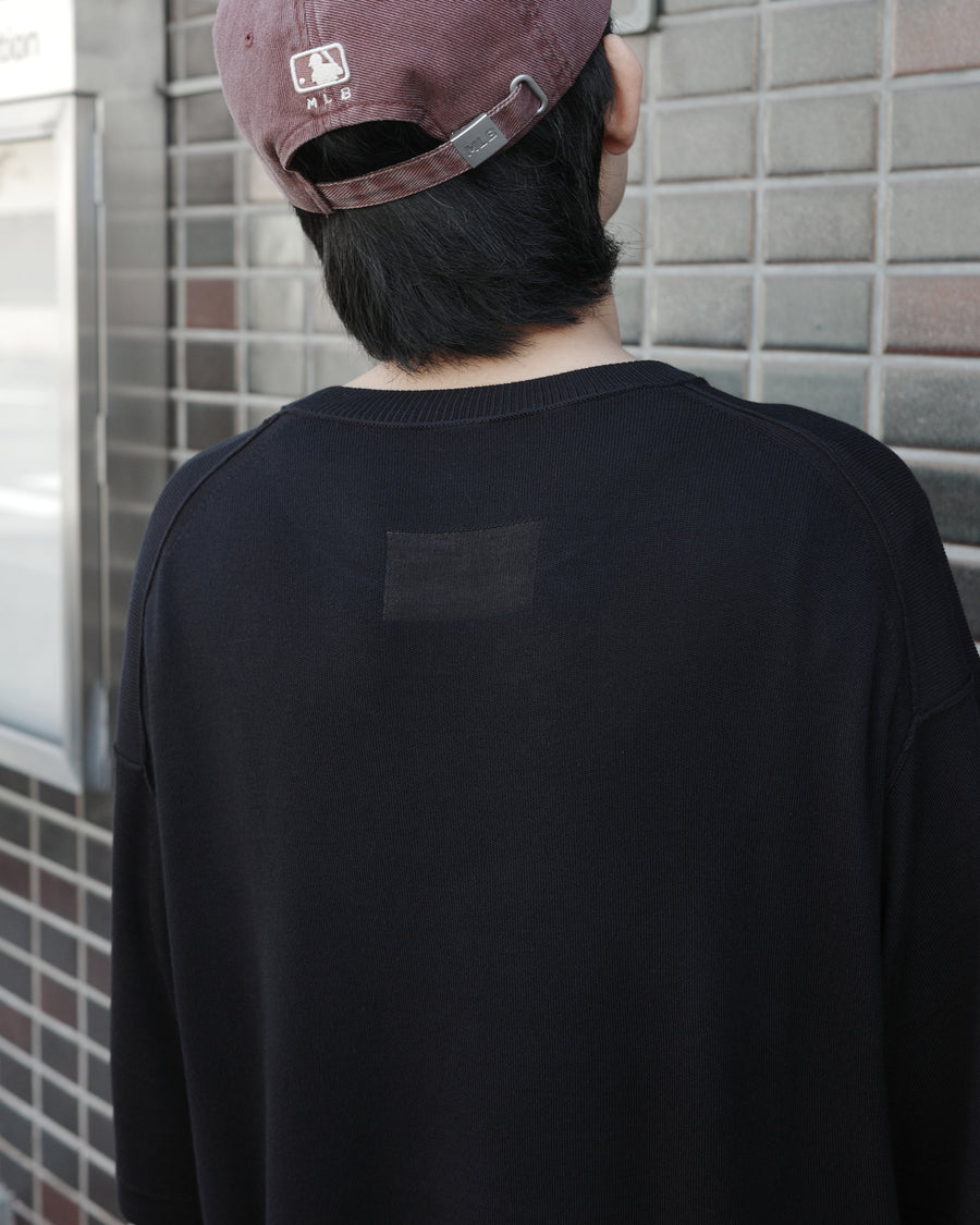 ANACHRONORM プレーンニット 半袖Tシャツ ブラック | バンブー繊維 吸水速乾 接触冷感 ドレープ