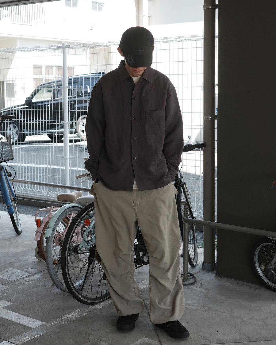 ANACHRONORM ポリエステル ライトウェイト フラップパンツ グレーベージュ | 特殊顔料染め タスラン加工 コットンライク 速乾 軽量