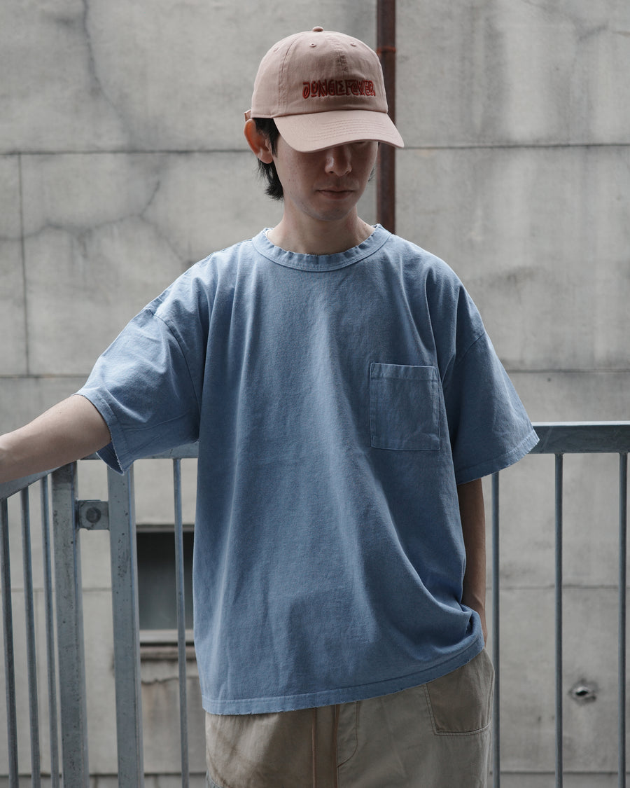 ANACHRONORM ピグメントダイ ポケット 半袖Tシャツ ブルー | 特殊顔料染め コットン天竺 オリジナルカラー 日本製