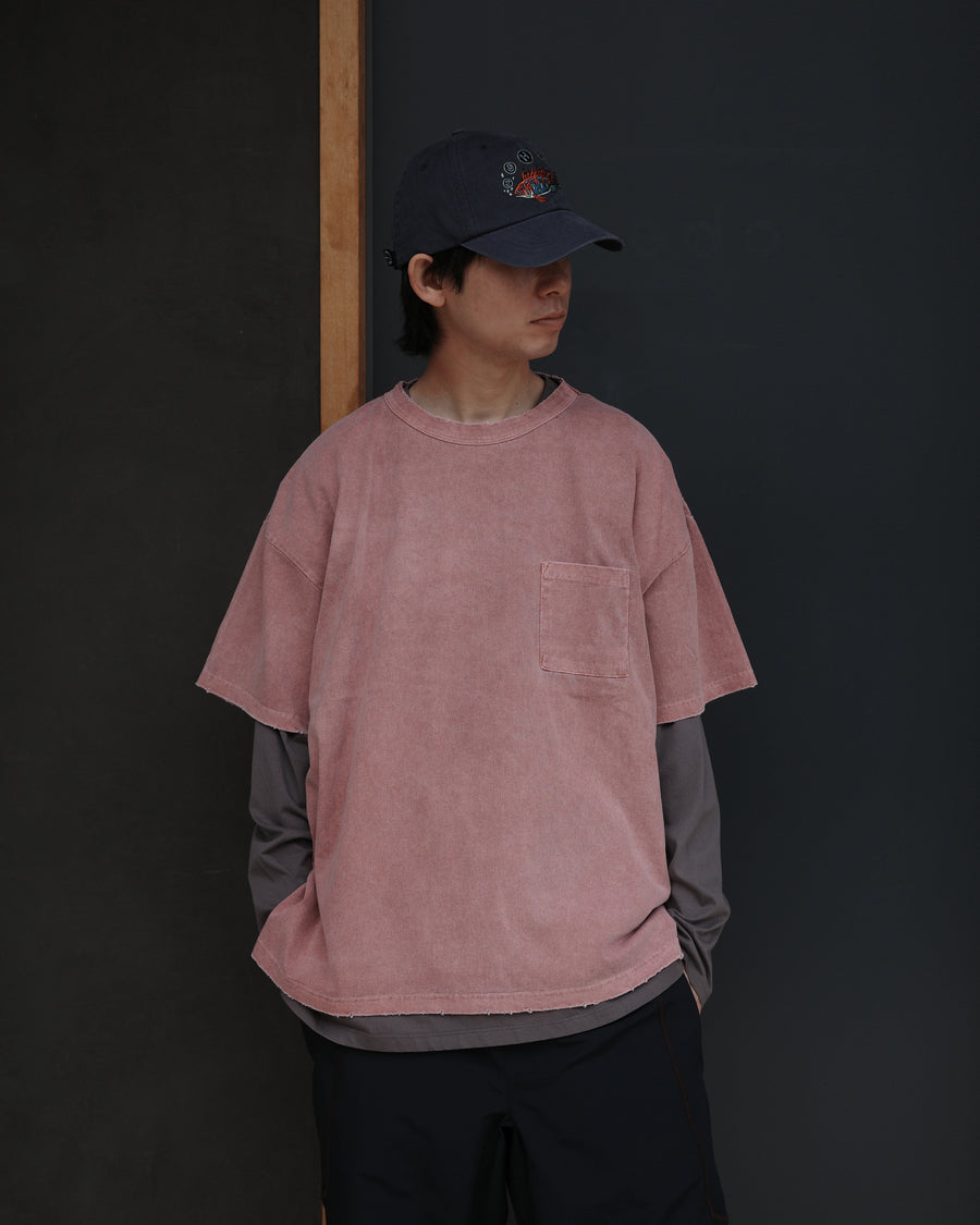 ANACHRONORM ピグメントダイ ポケット 半袖Tシャツ レッド | 特殊顔料染め コットン天竺 オリジナルカラー 日本製
