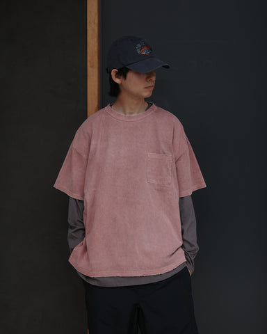 ANACHRONORM ピグメントダイ ポケット 半袖Tシャツ レッド | 特殊顔料染め コットン天竺 オリジナルカラー 日本製