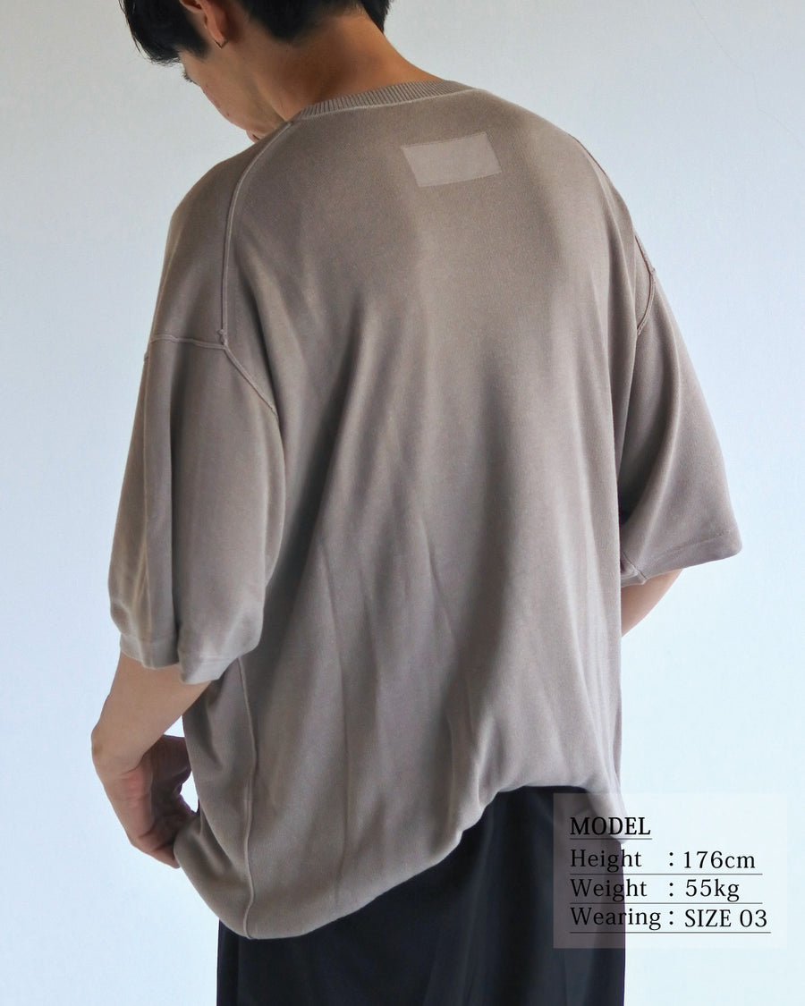 ANACHRONORM プレーンニット 半袖Tシャツ ライトベージュ | バンブー繊維 吸水速乾 接触冷感 ドレープ