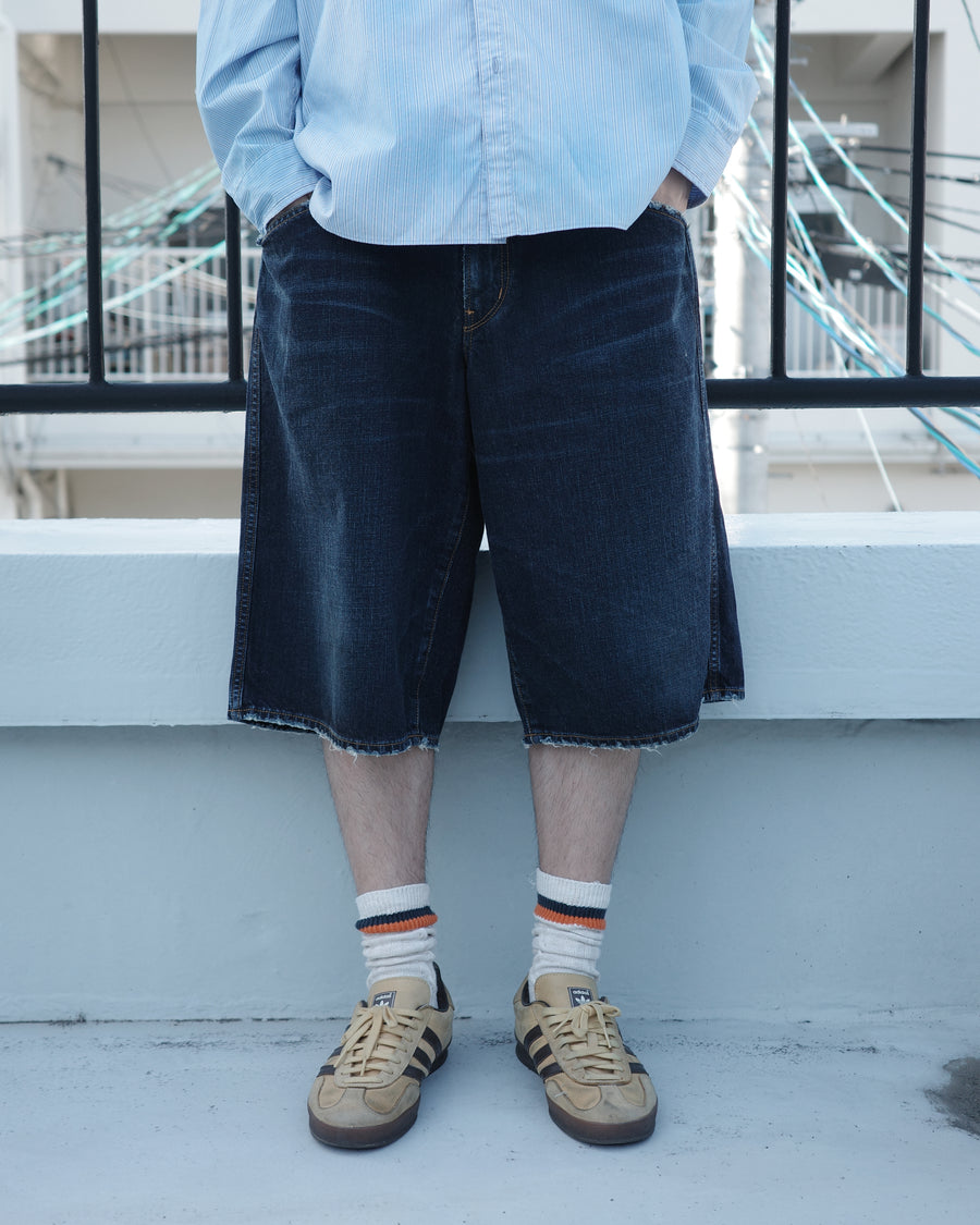 ANACHRONORM フロントヨーク デニムショーツ インディゴ | 12oz ムラ糸デニム エイジング加工 アタリ ストリート 日本製