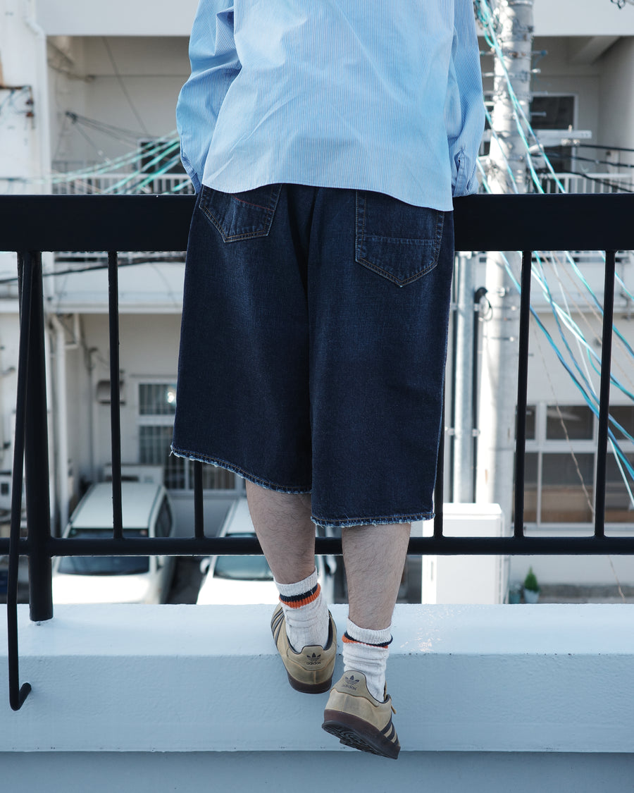 ANACHRONORM フロントヨーク デニムショーツ インディゴ | 12oz ムラ糸デニム エイジング加工 アタリ ストリート 日本製