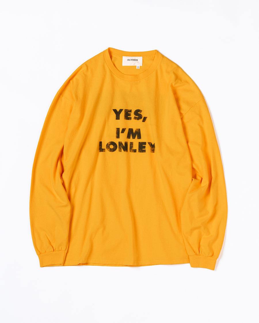 ANACHRONORM サブメッセージ ロングスリーブTシャツ イエロー | GILDAN 6.0oz オープンエンド糸 ワンウォッシュ カスレ刷り インディーレーベル YES I'M LONELY