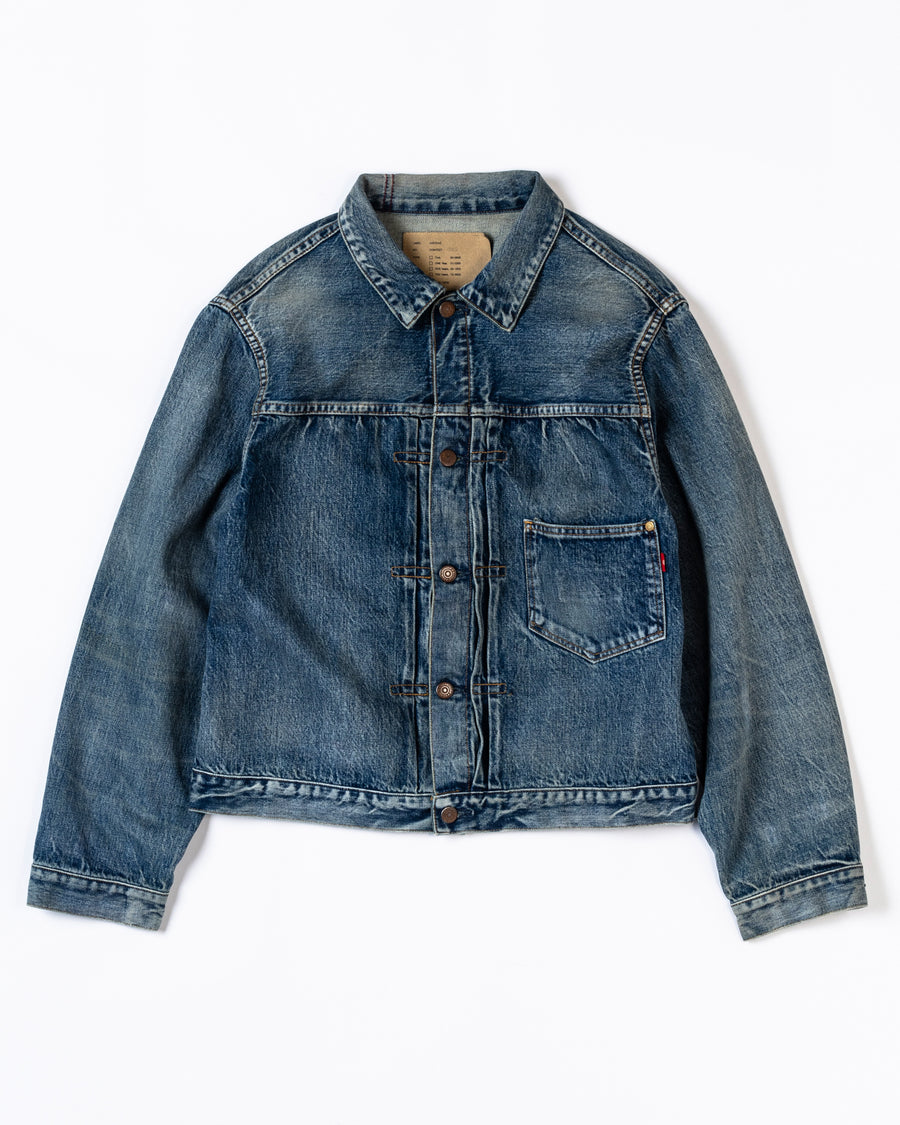 ANACHRONORM フロントタック デニムジャケット インディゴ 5年ウォッシュ | 12.5oz セルビッチデニム 70502XX 1stタイプ エイジング加工 アタリ 日本製