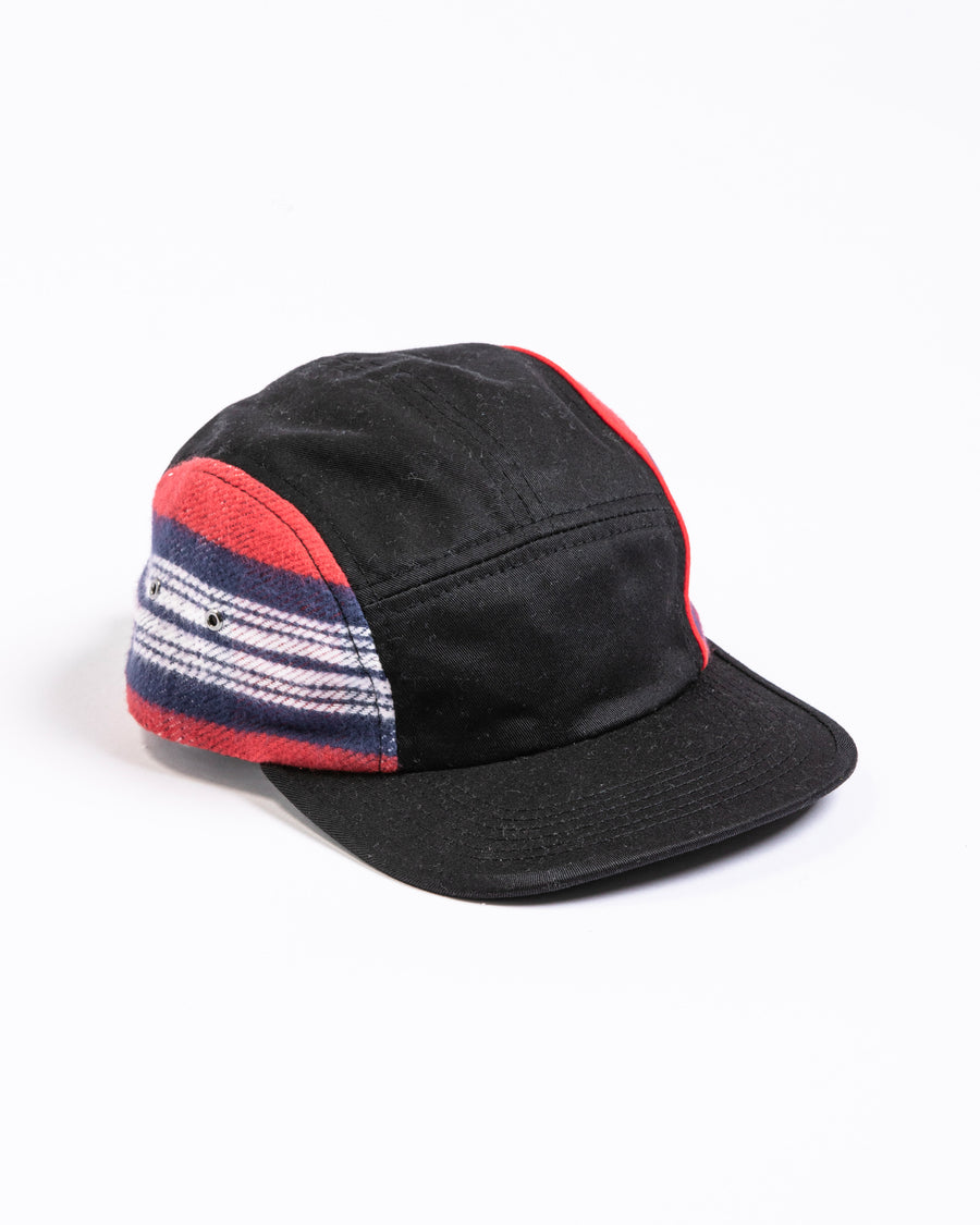 ANACHRONORM フランネル パネル ジェットキャップ レッド | 20s×10s カツラギ ヘビーフランネル チェック サイドパネル切り替え 日本製
