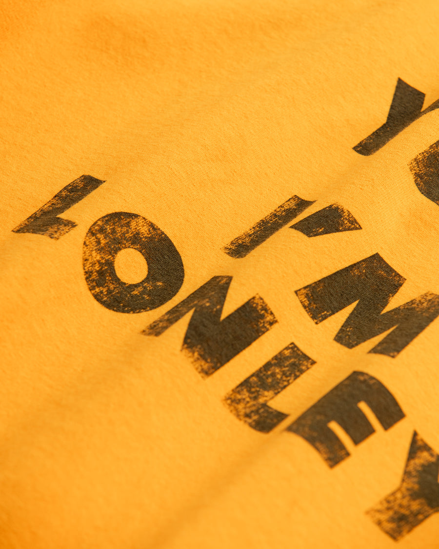 ANACHRONORM サブメッセージ ロングスリーブTシャツ イエロー | GILDAN 6.0oz オープンエンド糸 ワンウォッシュ カスレ刷り インディーレーベル YES I'M LONELY