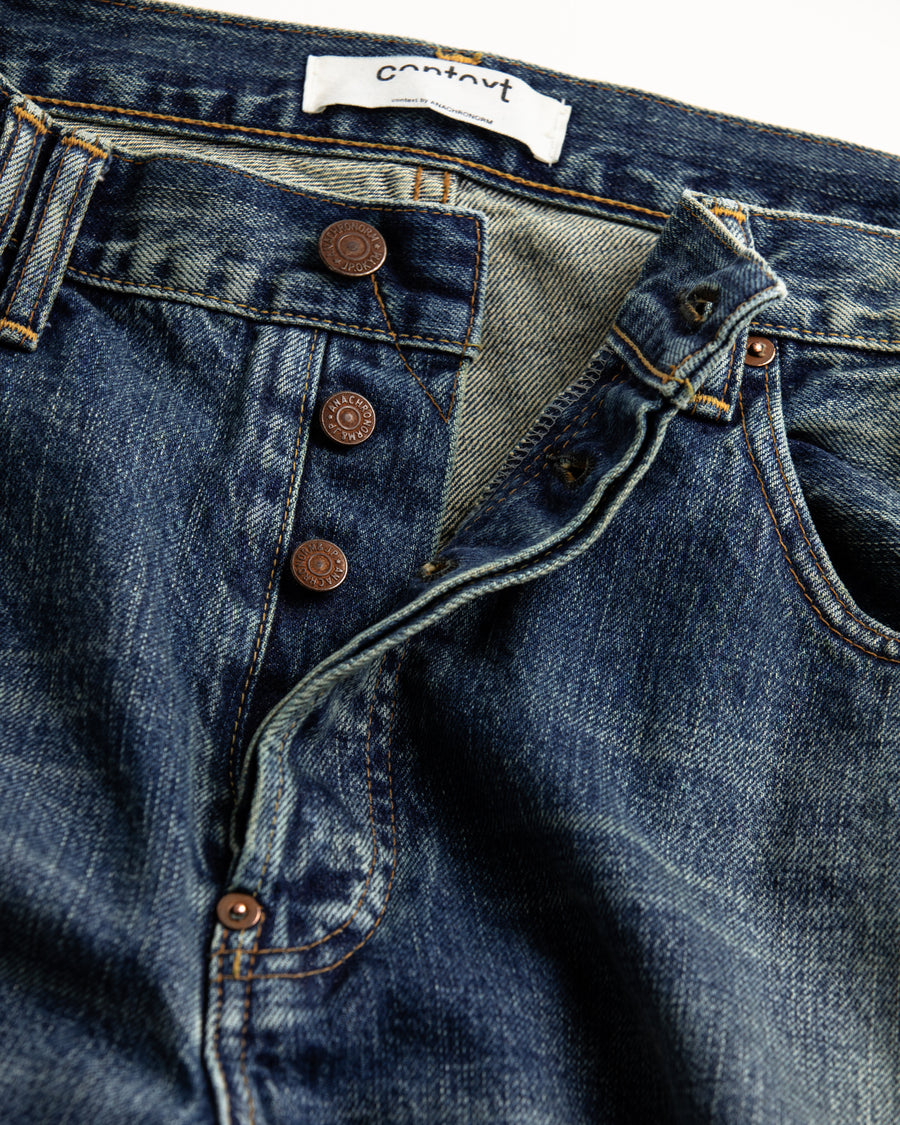 ANACHRONORM レギュラーテーパード 5Pパンツ インディゴ 5年ウォッシュ | 12.5oz セルビッチデニム エイジング加工 アタリ 日本製