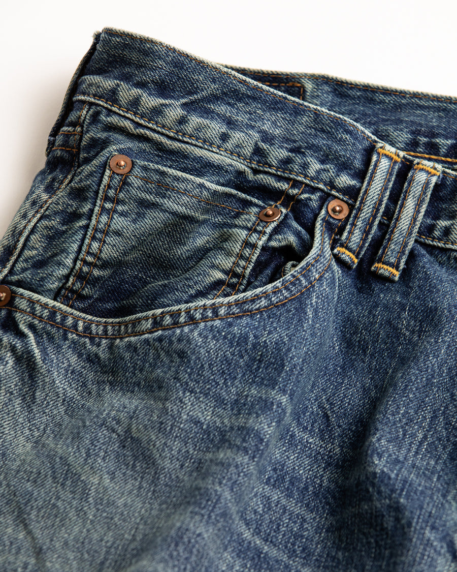 ANACHRONORM レギュラーテーパード 5Pパンツ インディゴ 5年ウォッシュ | 12.5oz セルビッチデニム エイジング加工 アタリ 日本製