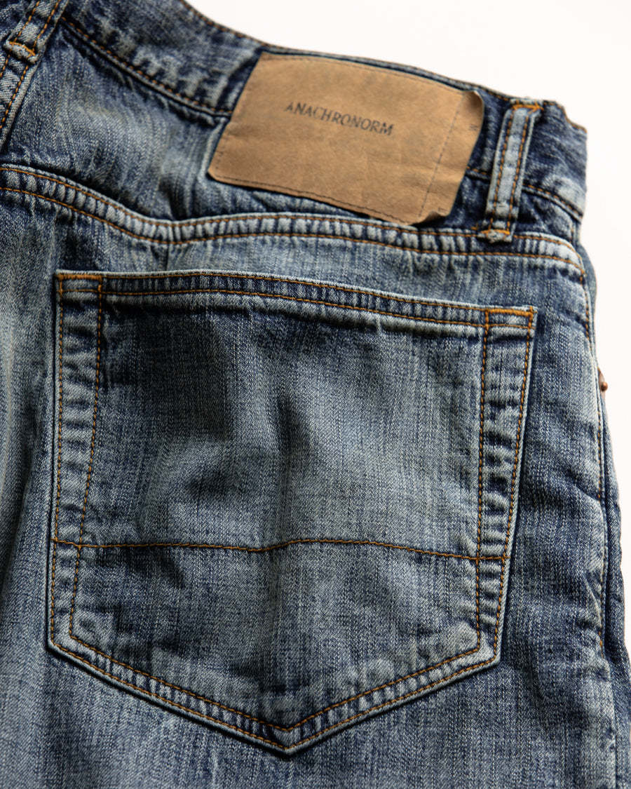 AN333-W CHEAK COMBI DENIM 5P PANTS INDIGO(AGING)