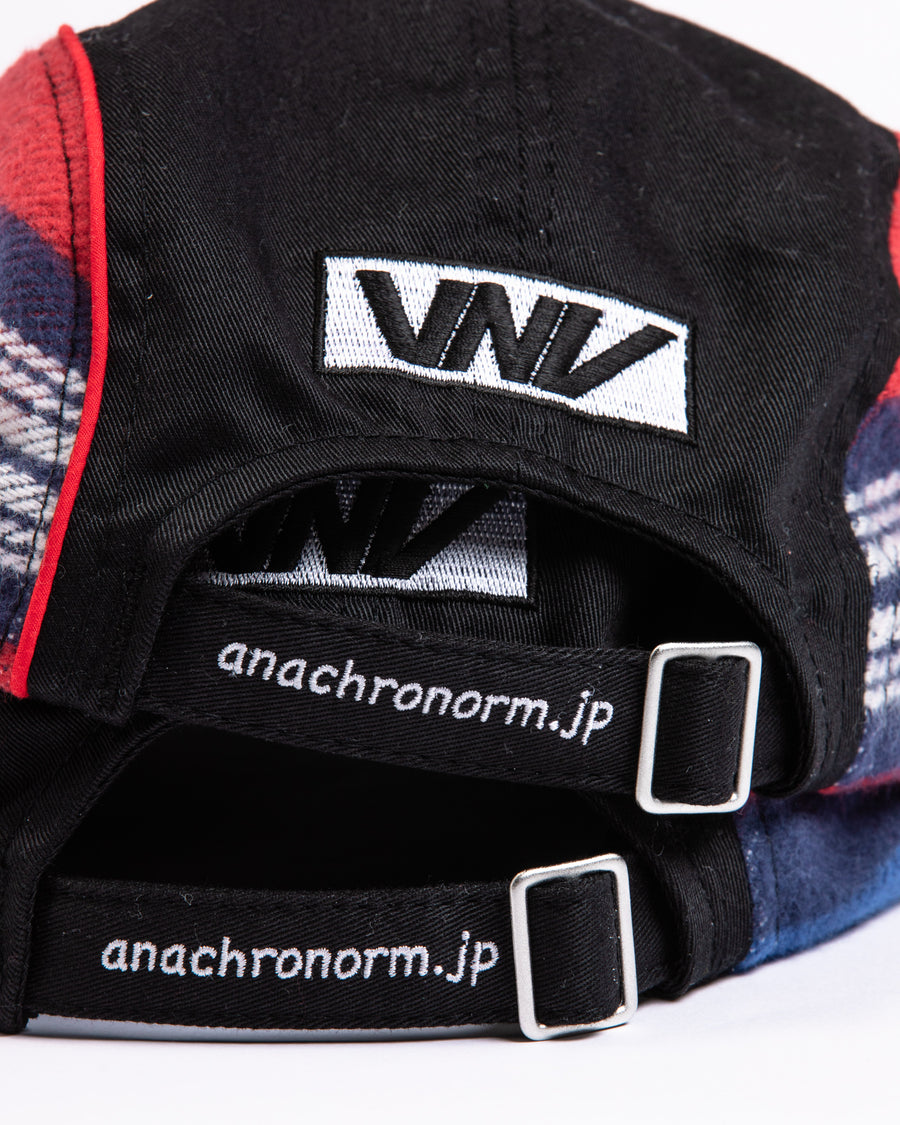 ANACHRONORM フランネル パネル ジェットキャップ レッド | 20s×10s カツラギ ヘビーフランネル チェック サイドパネル切り替え 日本製