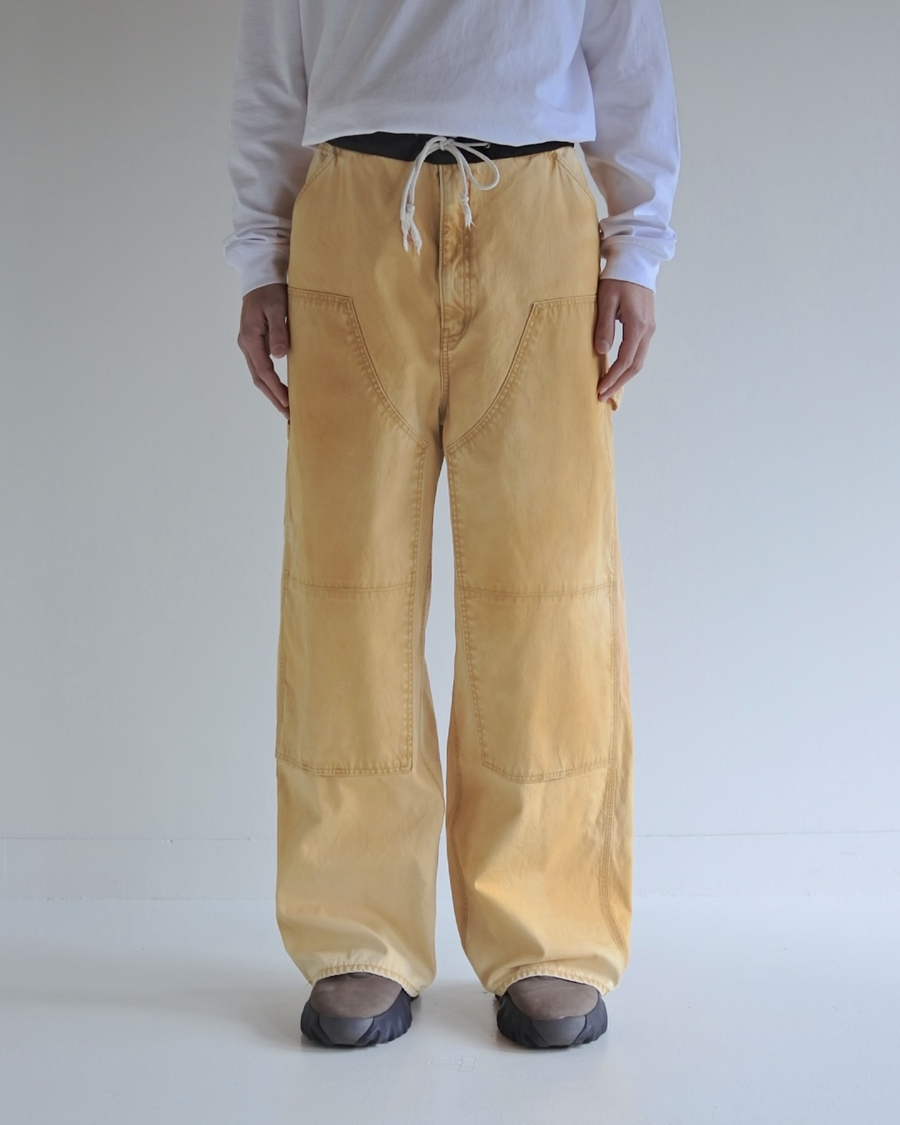 ANACHRONORM ダブルニー ダック ペインターパンツ イエロー | 11号帆布 ナイロンオックス切り替え 特殊エイジング加工 ワークウェア 日本製