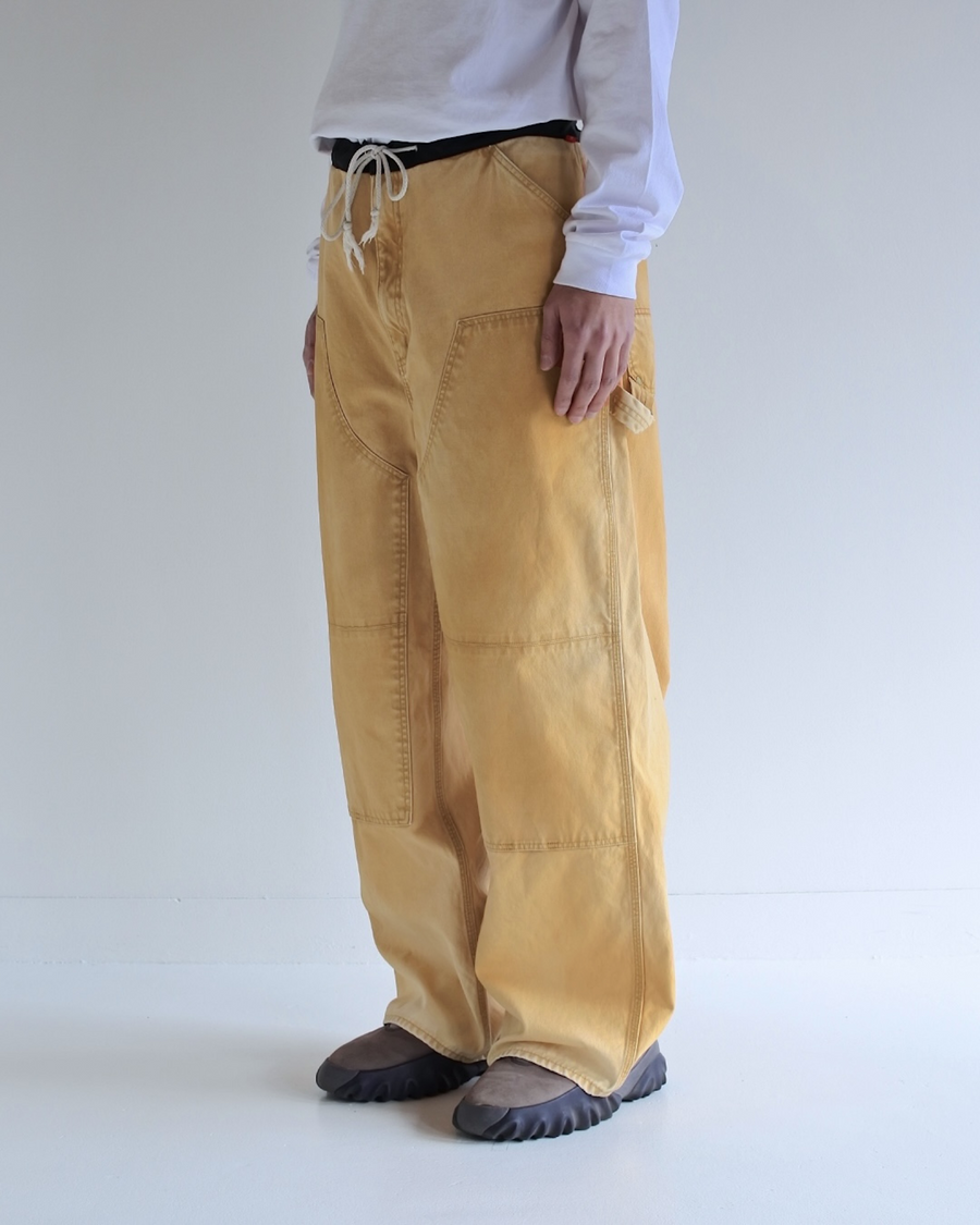 ANACHRONORM ダブルニー ダック ペインターパンツ イエロー | 11号帆布 ナイロンオックス切り替え 特殊エイジング加工 ワークウェア 日本製