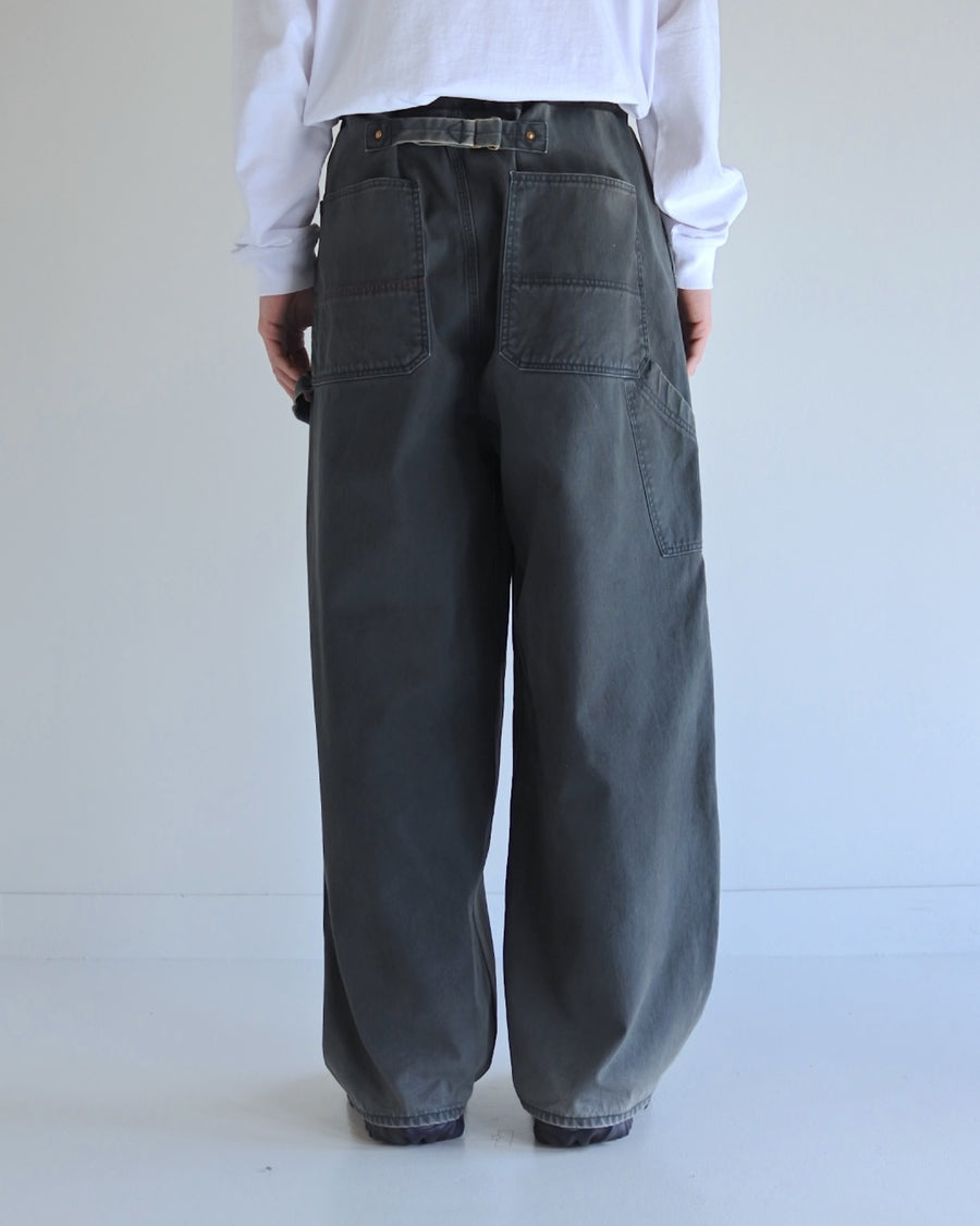 ANACHRONORM ダブルニー ダック ペインターパンツ ブラック | 11号帆布 ナイロンオックス切り替え 特殊エイジング加工 ワークウェア 日本製