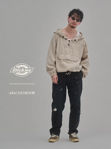 ANACHRONORM × Dickies フェイデッド 874 ワークパンツ ブラック | TCツイル ハードストーンウォッシュ リペアリメイク エイジング加工 日本製
