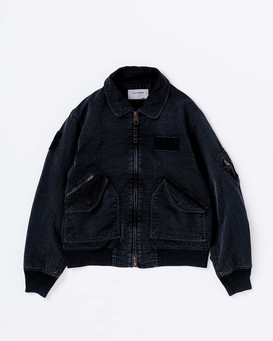 ANACHRONORM シェイド ナイロン フライトジャケット ダークネイビー | ナイロンツイル 中綿キルティング CWU-45/P ベース 特殊染色 一点一点
