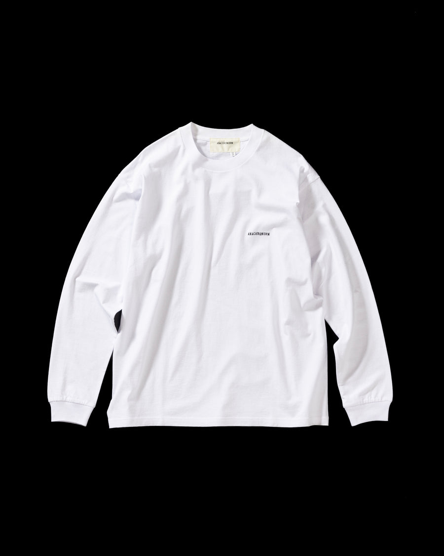 ANACHRONORM スタンダード EMB ロングスリーブTシャツ ホワイト | ステイフレッシュコットン 抗菌防臭 抗ウイルス 左胸刺繍 リジット