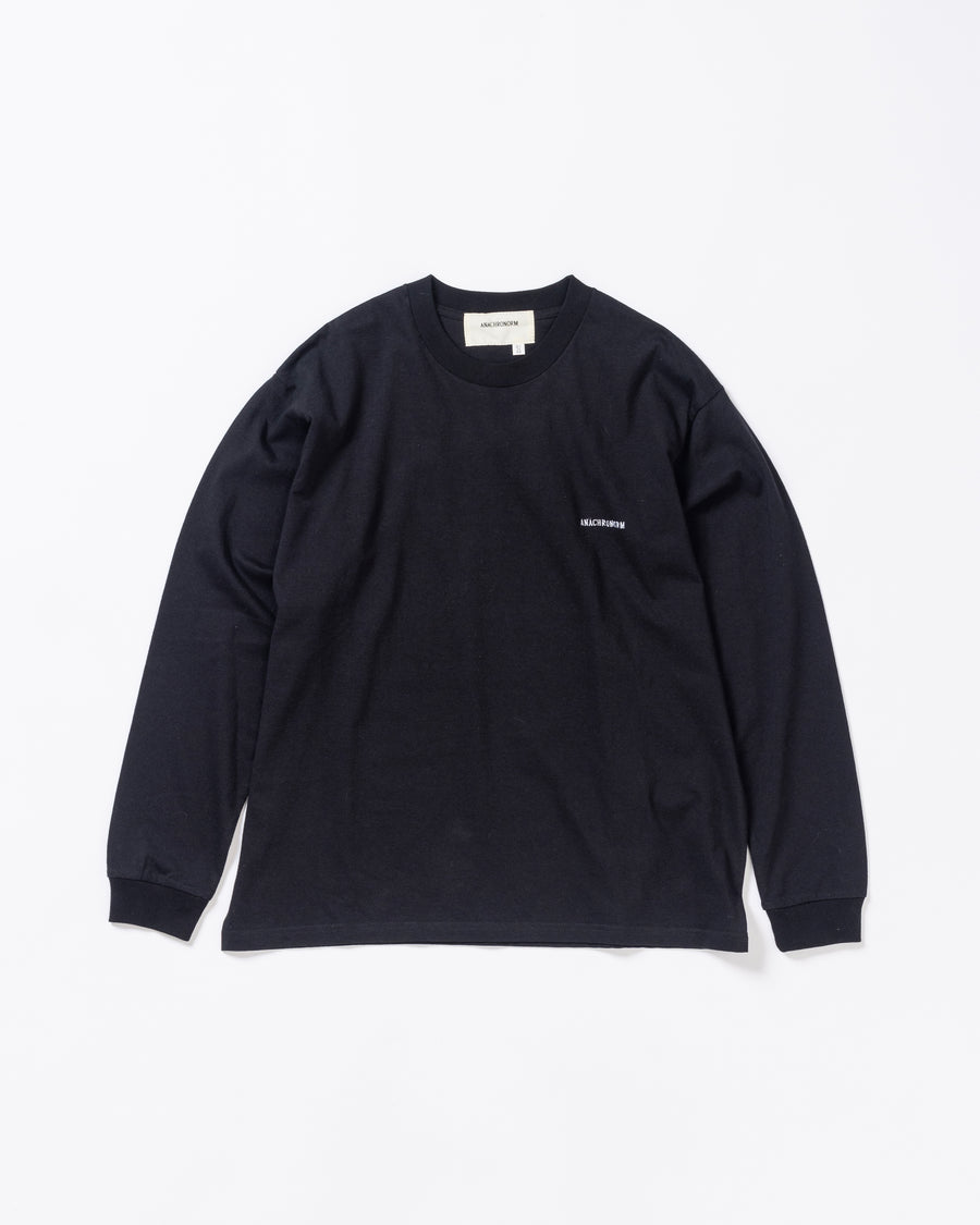 ANACHRONORM スタンダード EMB ロングスリーブTシャツ ブラック | ステイフレッシュコットン 抗菌防臭 抗ウイルス 左胸刺繍 リジット