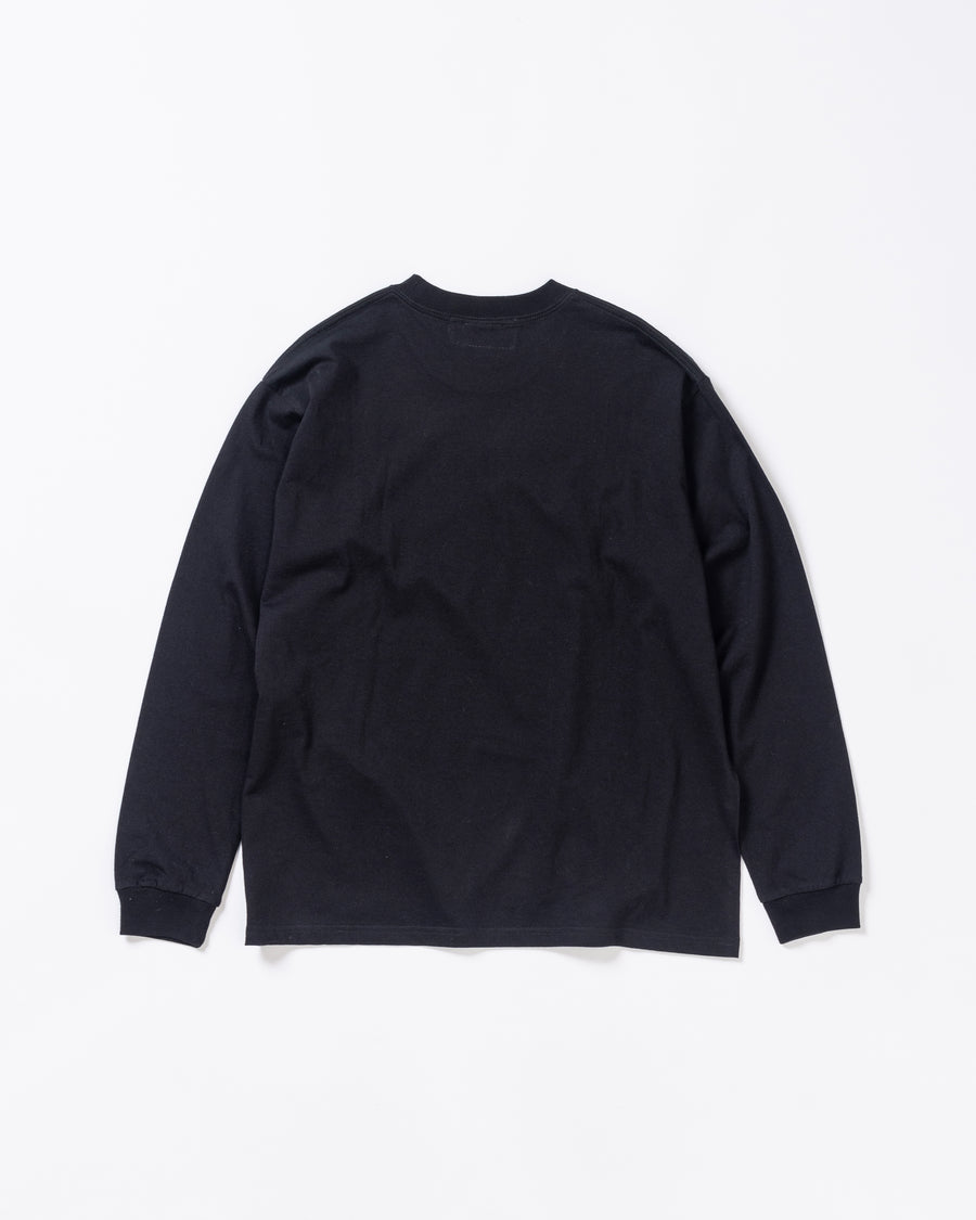 ANACHRONORM スタンダード EMB ロングスリーブTシャツ ブラック | ステイフレッシュコットン 抗菌防臭 抗ウイルス 左胸刺繍 リジット
