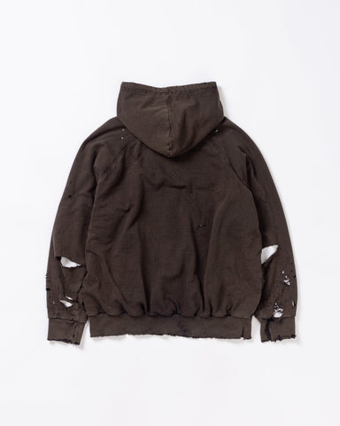 HARD DAMAGED INNER WAFFLE SWEAT PARKA BLACK