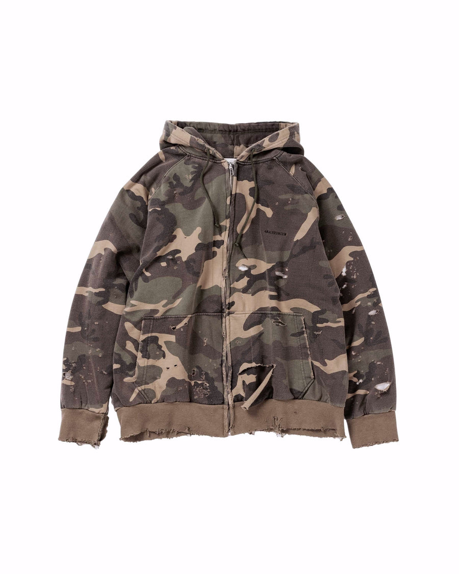 HARD DAMAGED INNER WAFFLE SWEAT PARKA WOODLAND