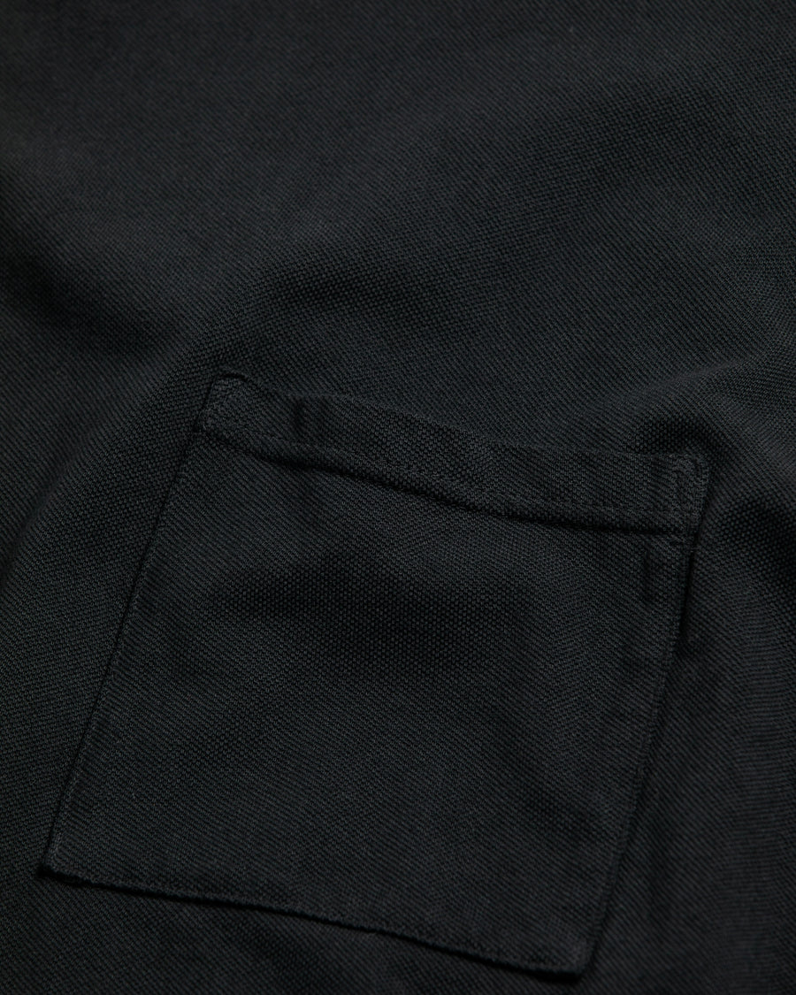 ANACHRONORM モスステッチ ポケット ロングスリーブTシャツ ブラック | 40/2カノコ 超長綿 硫化染め シルク光沢 ドレープ 日本製