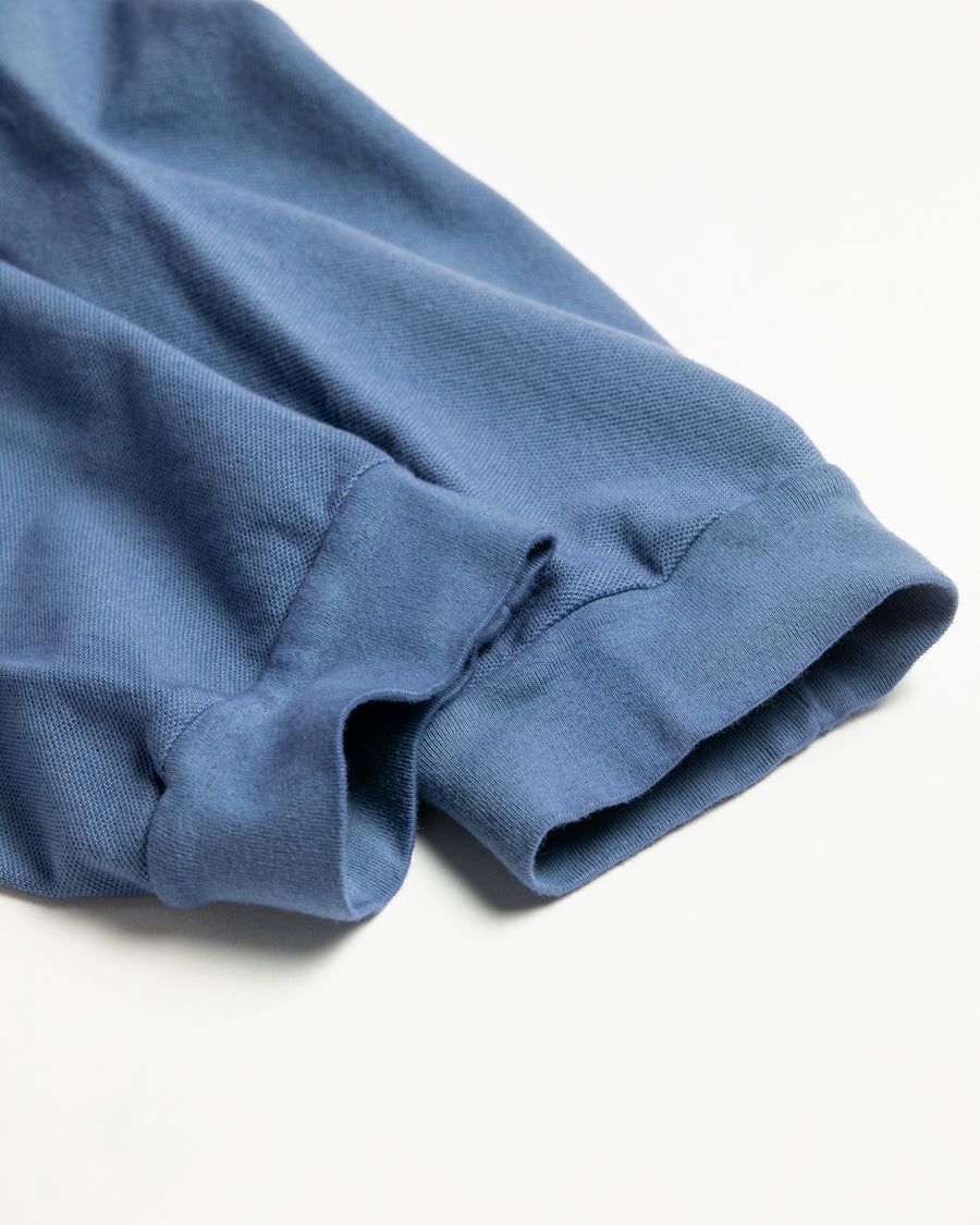 ANACHRONORM モスステッチ ポケット ロングスリーブTシャツ ブルーグレー | 40/2カノコ 超長綿 硫化染め シルク光沢 ドレープ 日本製