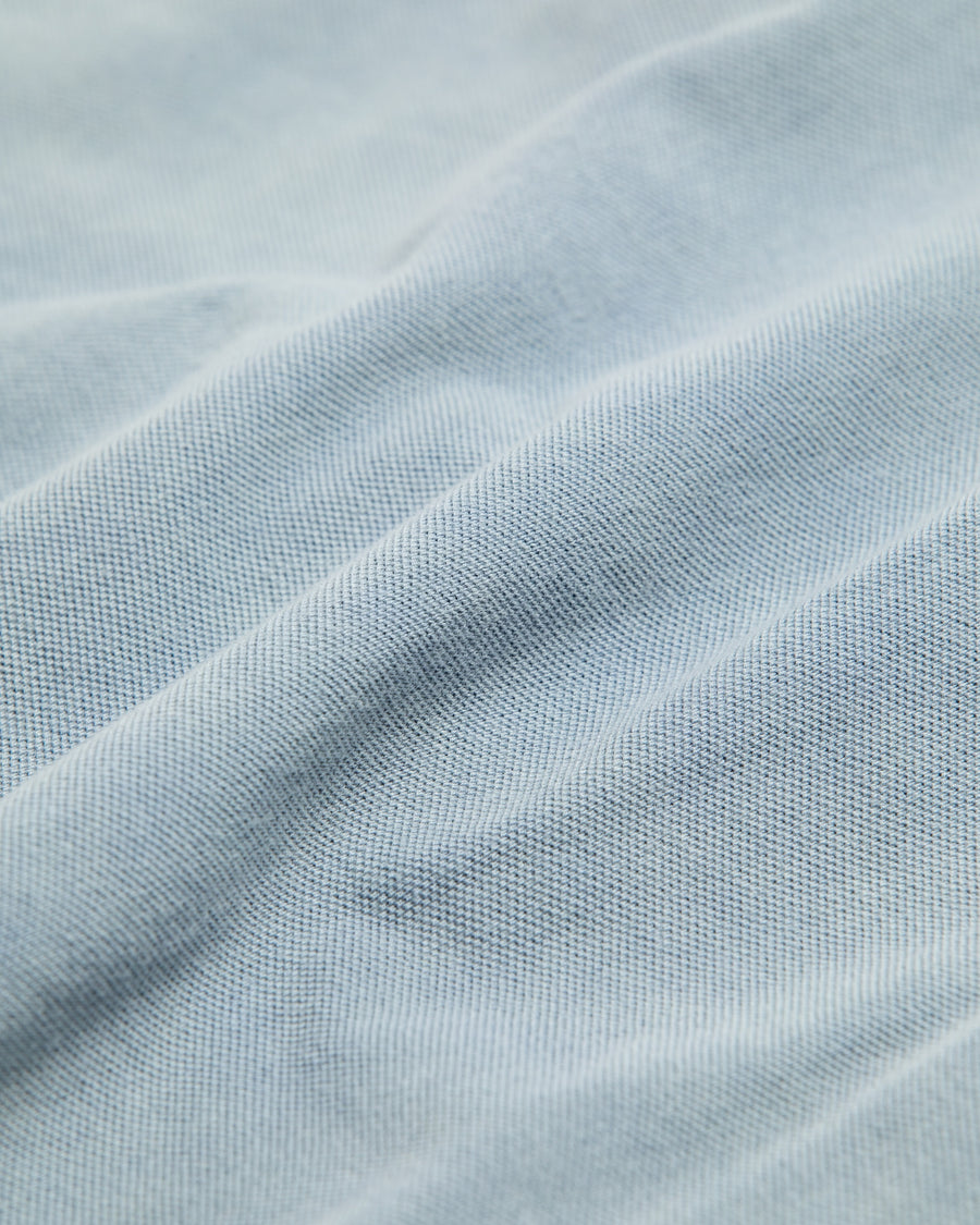 ANACHRONORM モスステッチ ダメージ ポケット ロングスリーブTシャツ ライトブルー | 40/2カノコ 超長綿 硫化染め サステナブルブリーチ ダメージ加工 一点一点 日本製
