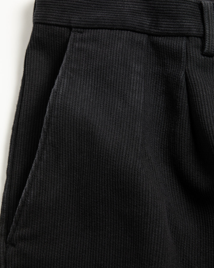 ANACHRONORM ヘビーピケ 2タック ワイドトラウザーズ ブラック | 13oz 先染め硫化ピケ ワンウォッシュ 経年変化 ドレープ 日本製