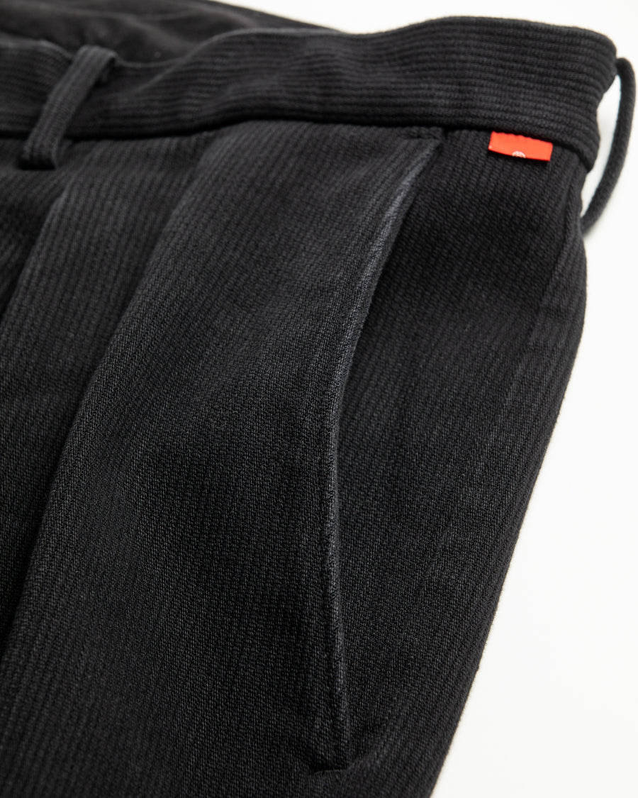 ANACHRONORM ヘビーピケ 2タック ワイドトラウザーズ ブラック | 13oz 先染め硫化ピケ ワンウォッシュ 経年変化 ドレープ 日本製