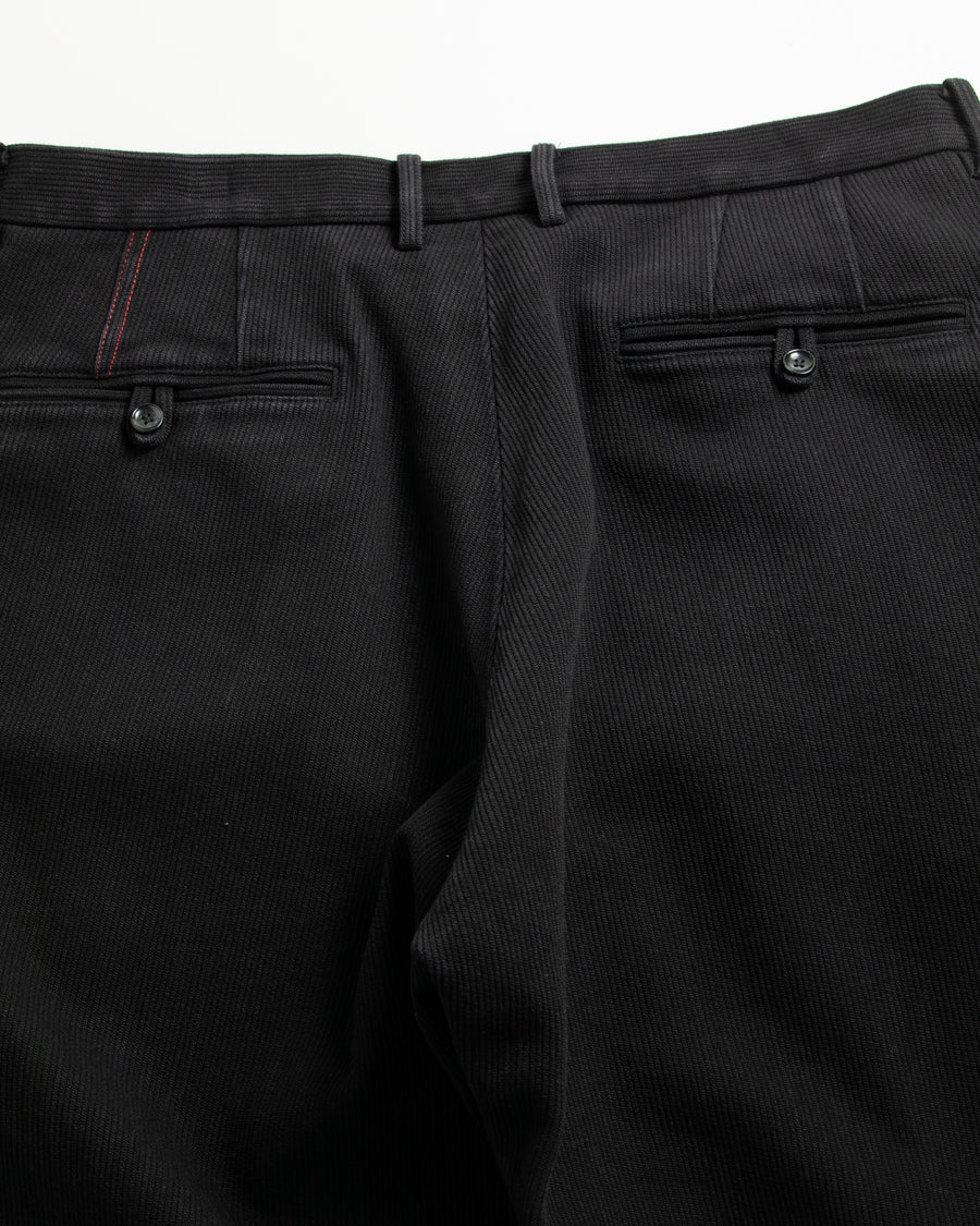 ANACHRONORM ヘビーピケ 2タック ワイドトラウザーズ ブラック | 13oz 先染め硫化ピケ ワンウォッシュ 経年変化 ドレープ 日本製