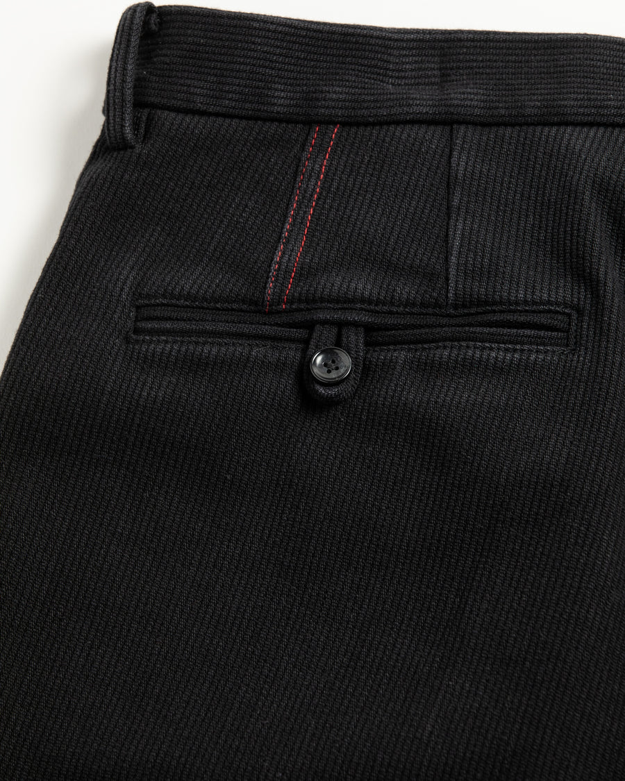 ANACHRONORM ヘビーピケ 2タック ワイドトラウザーズ ブラック | 13oz 先染め硫化ピケ ワンウォッシュ 経年変化 ドレープ 日本製
