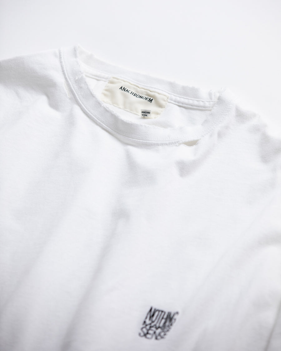 EMBROIDERY DAMAGED S/S T-S WHITE