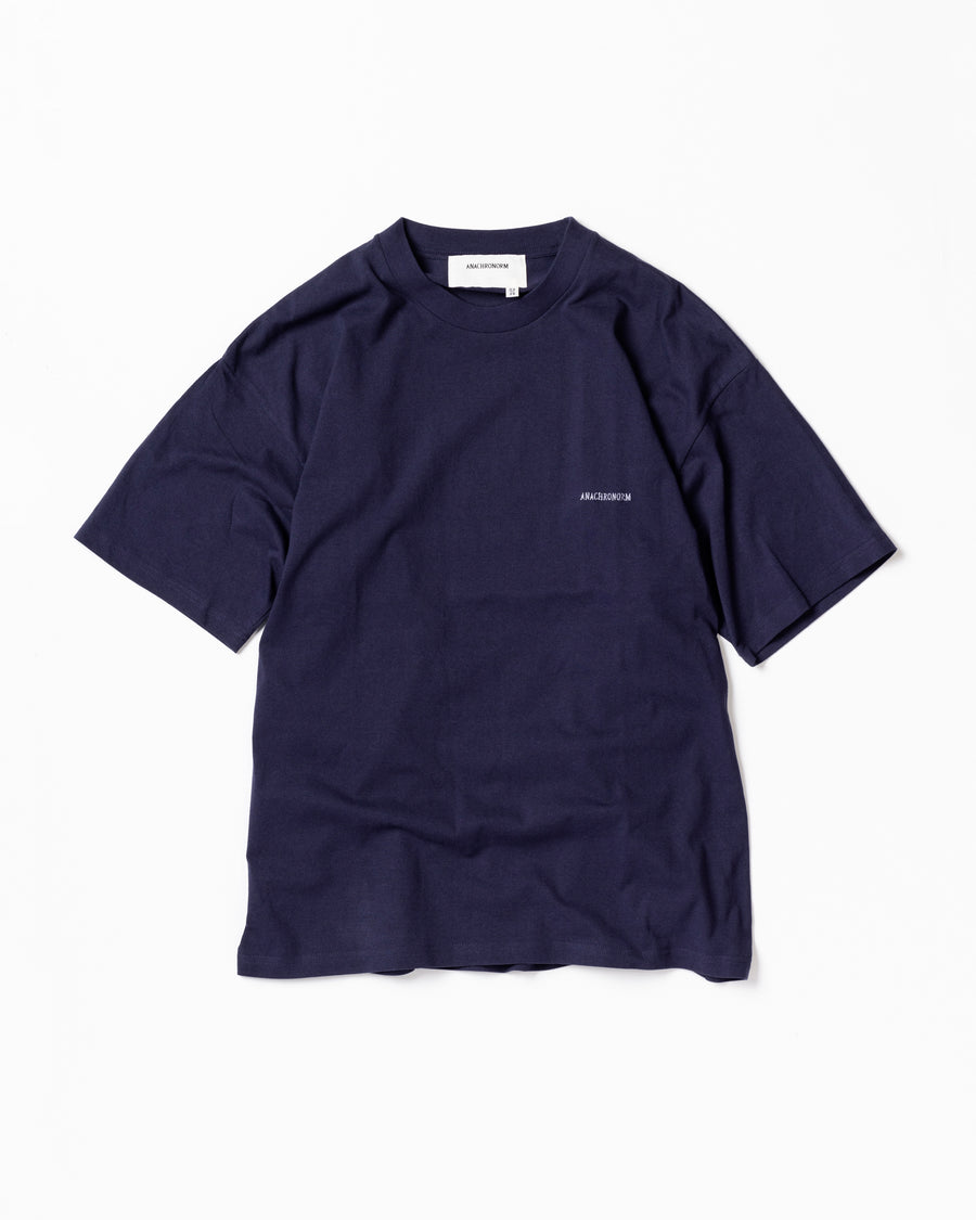 ANACHRONORM スタンダード 刺繍 半袖Tシャツ ネイビー | ロゴ刺繍 ステイフレッシュコットン 抗菌防臭 リラックスシルエット